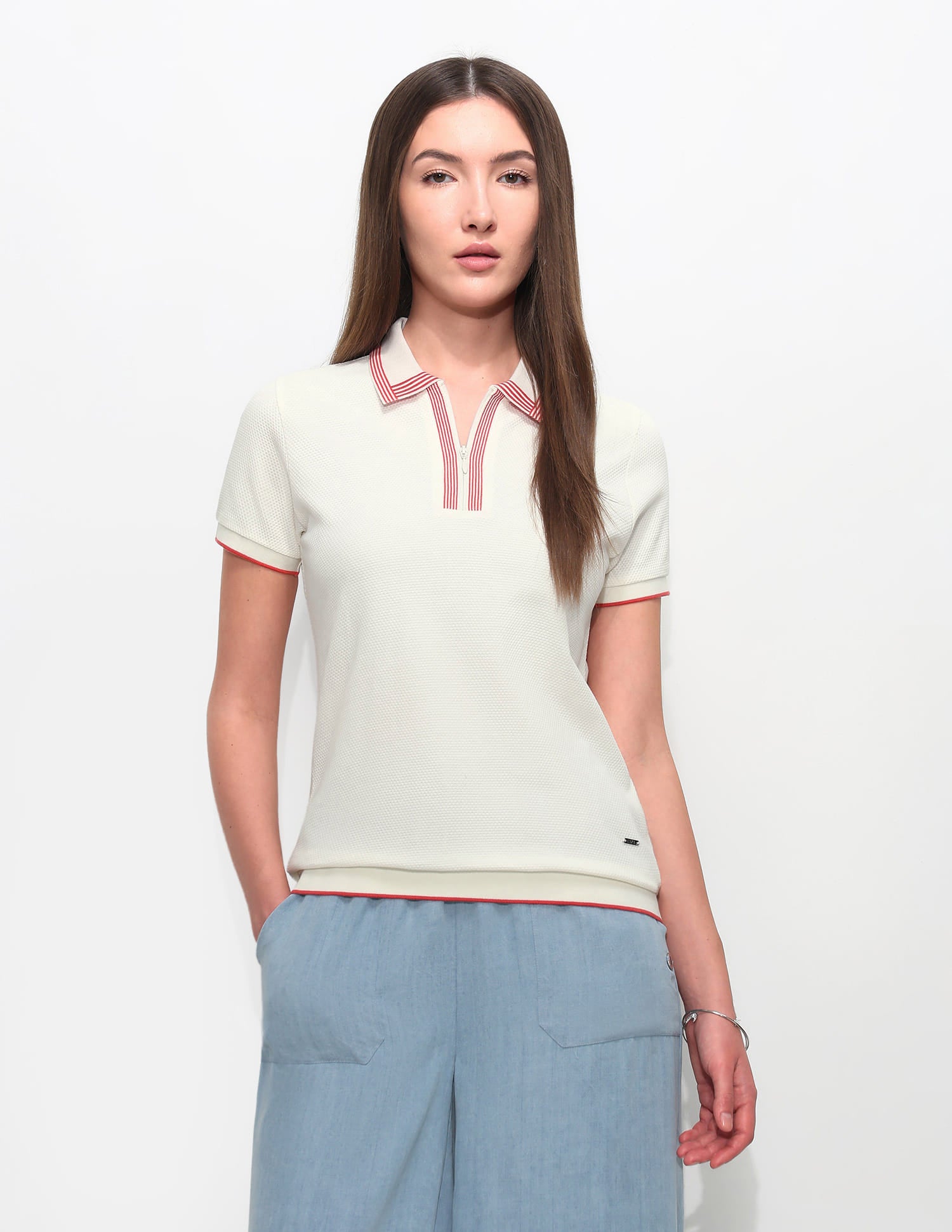 Relaxed Fit Solid Polo Shirt Off White - U.S. Polo Assn. India | Large