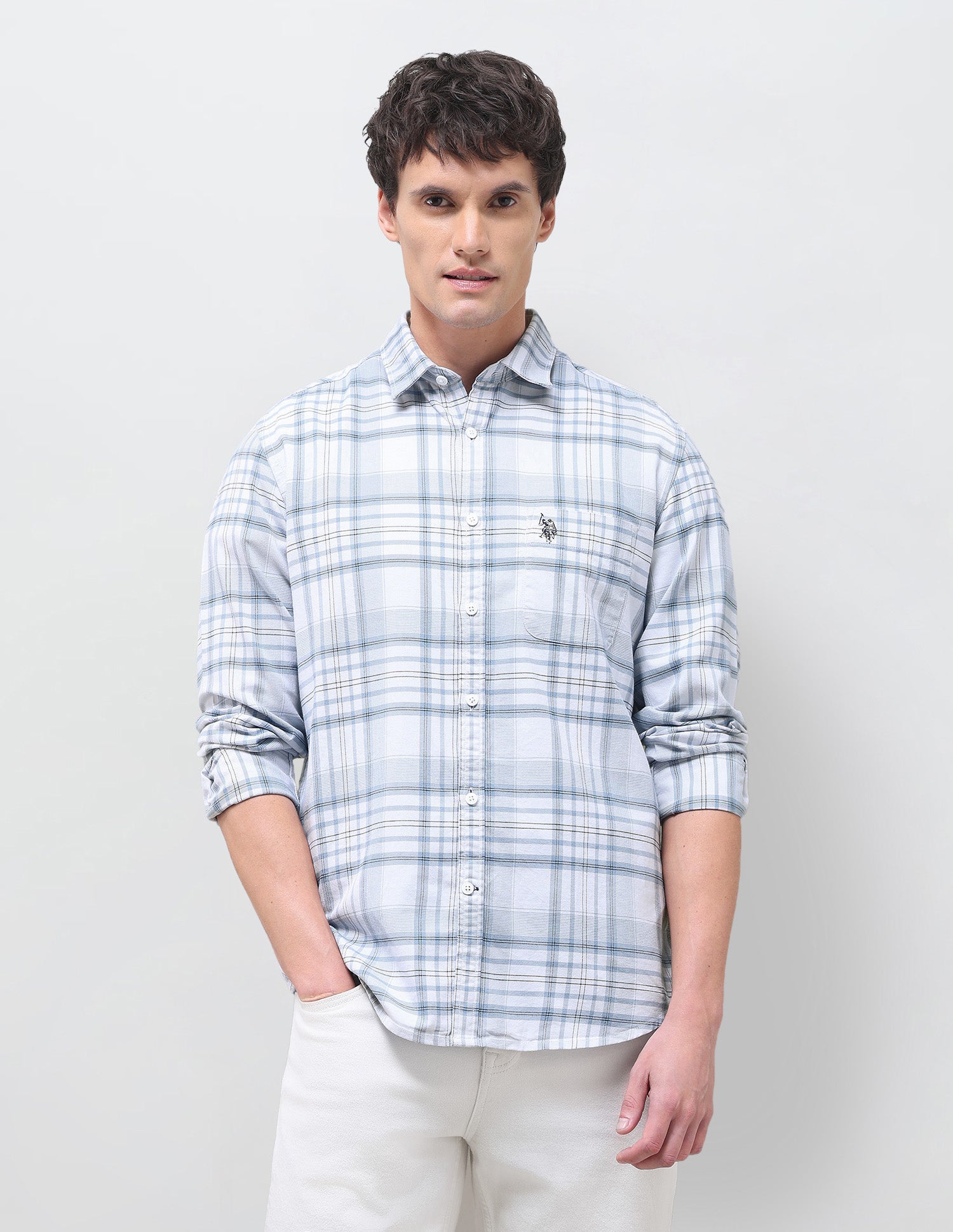 Twill Tartan Checked Shirt Blue - U.S. Polo Assn. India | Large