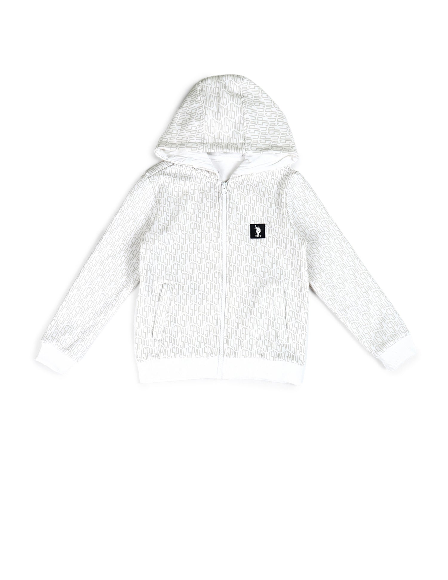 Boys Brand Printed Hooded Sweatshirt White - U.S. POLO ASSN. | Large