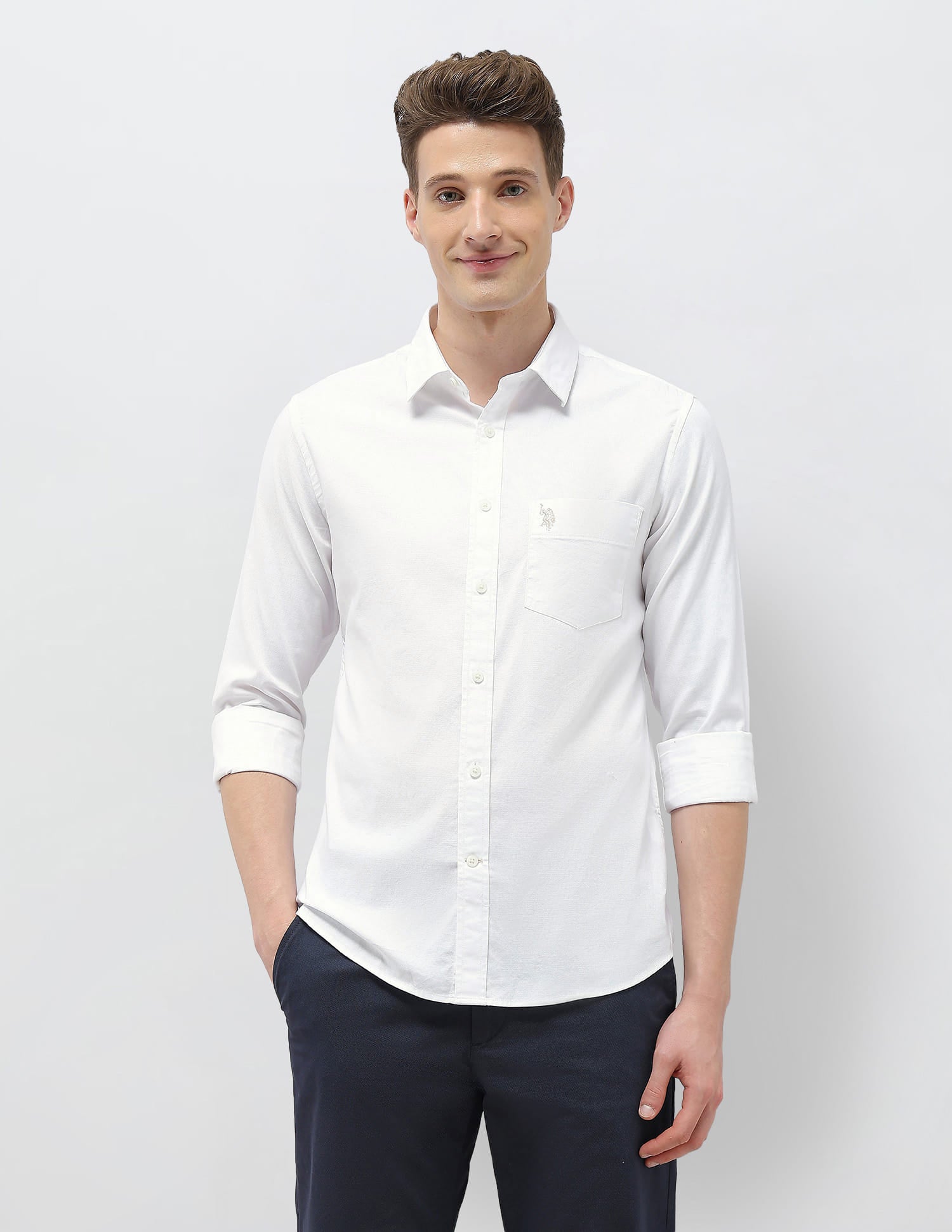 New Port Marina Regular Fit Shirt White - U.S. Polo Assn. India | Large