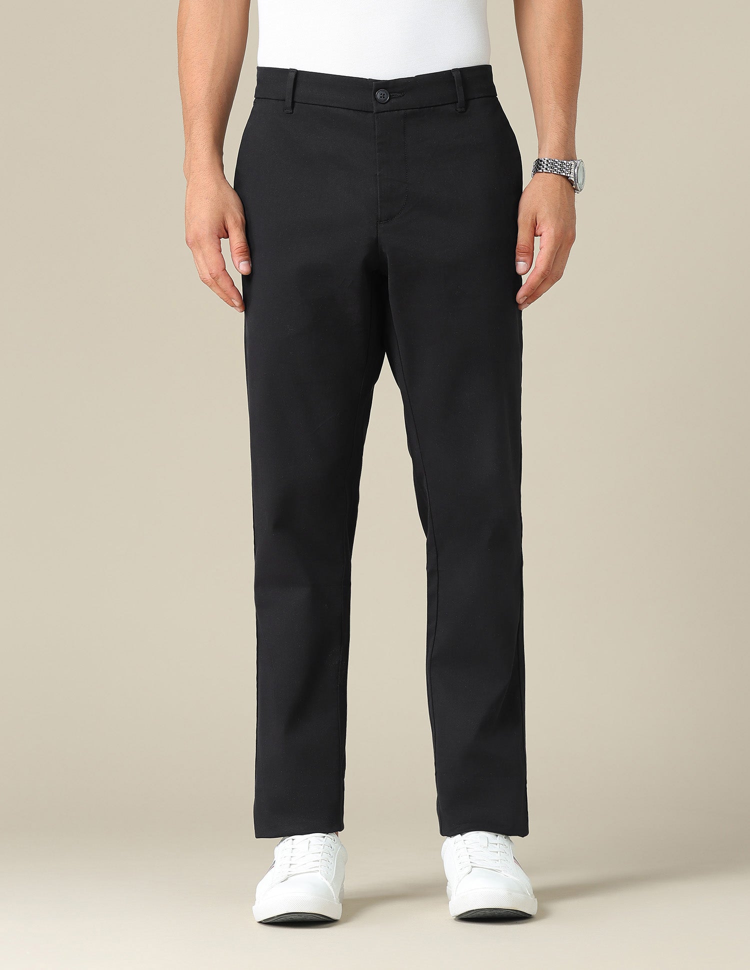 Denver Slim Fit Dobby Trousers Black - U.S. POLO ASSN. | Large
