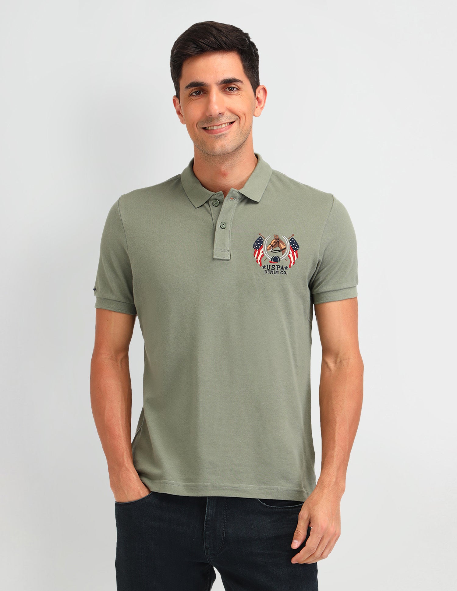 Solid Muscle Fit Polo Shirts Charcoal - U.S. Polo Assn. India | Large