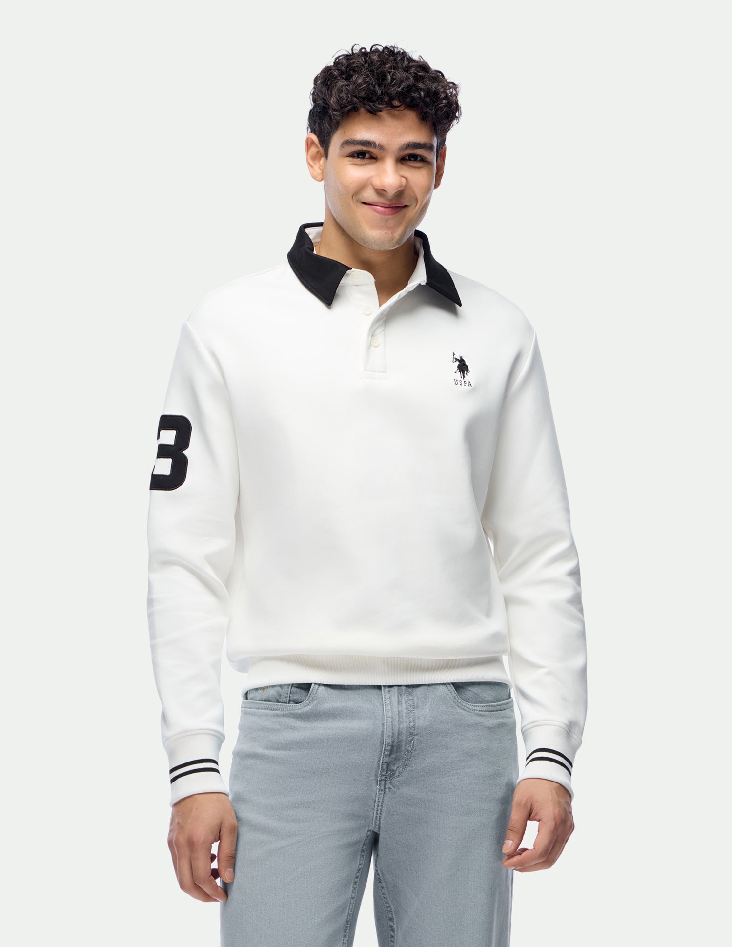 Solid Slim Fit Sweatshirt White - U.S. Polo Assn. India | Large