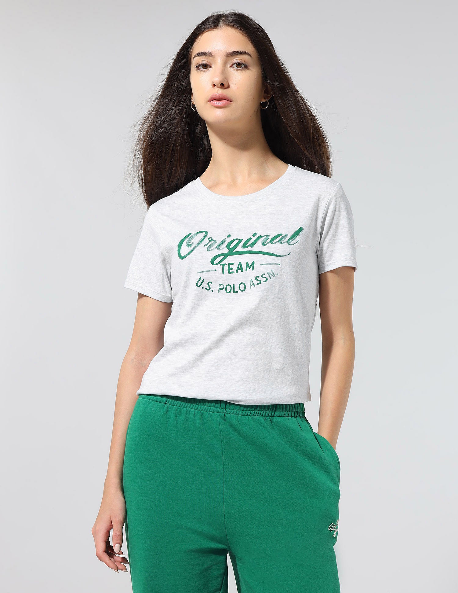 Regular Fit Brand Printed Lounge T-Shirt Light Grey - U.S. POLO ASSN. | Large