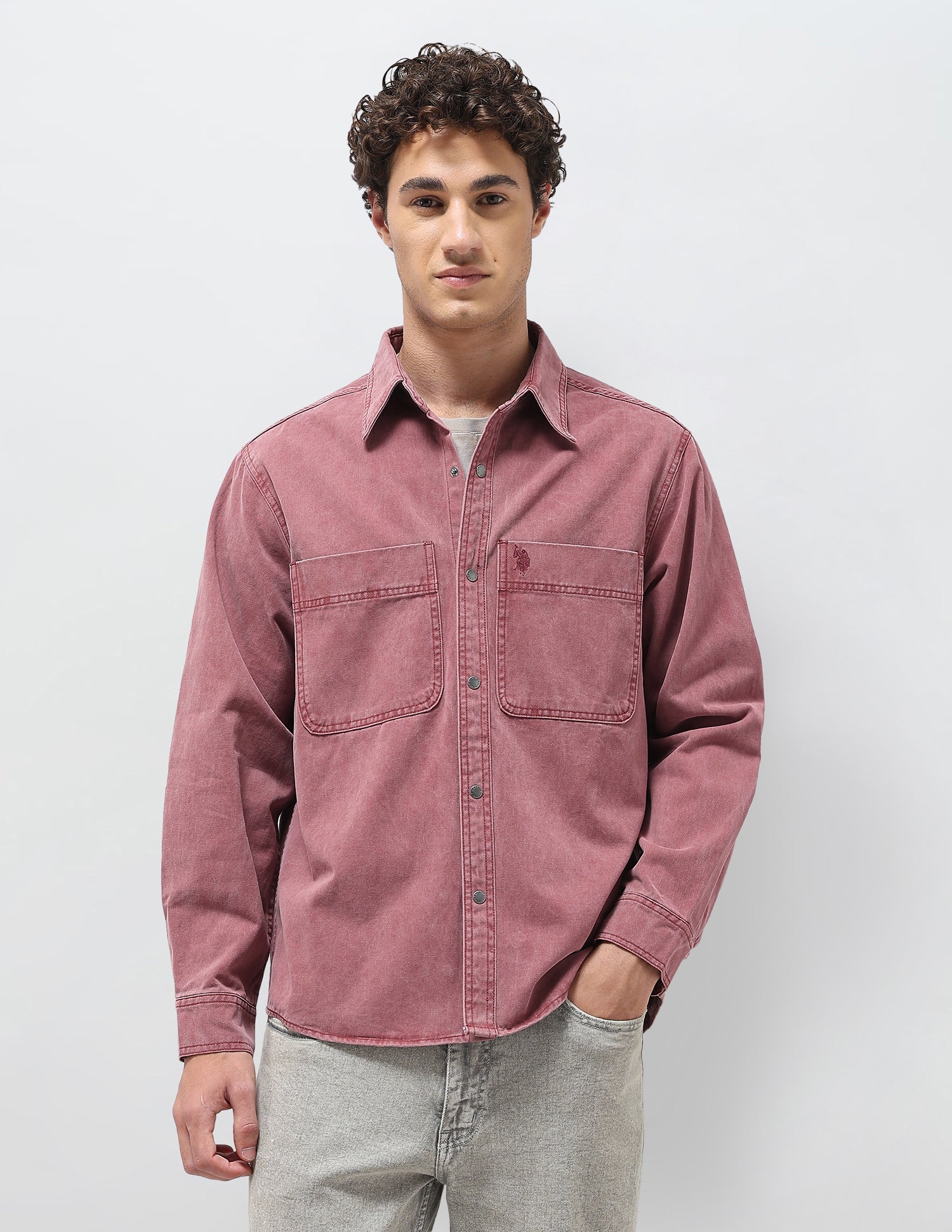 Solid Relaxed Fit Shirt Rose - U.S. Polo Assn. India | Large
