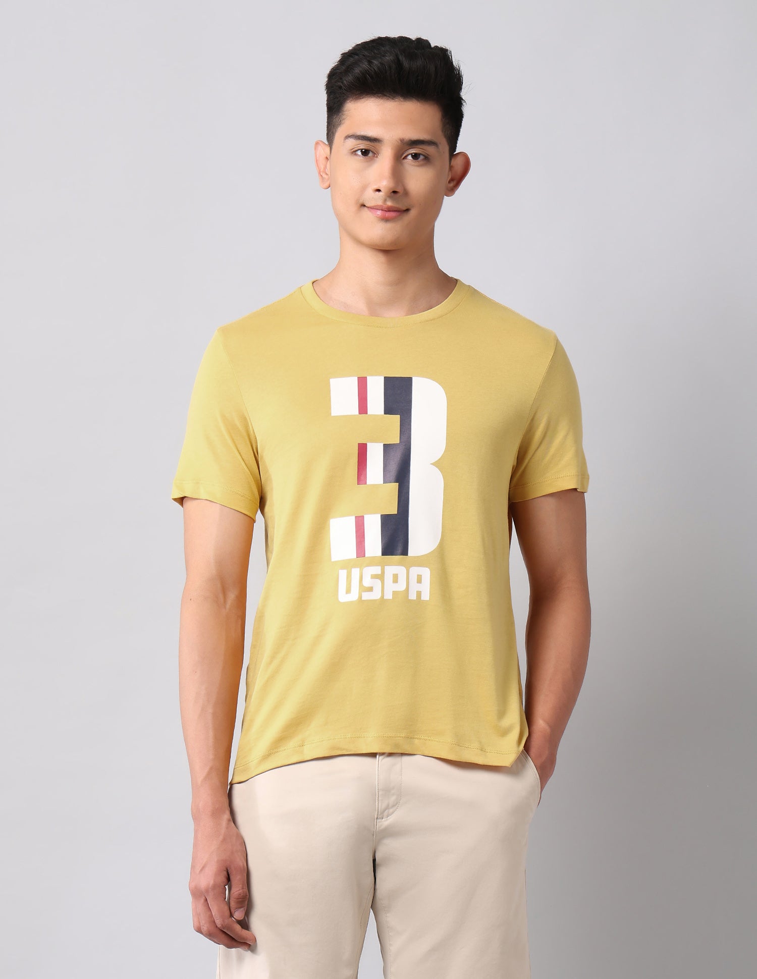 Brand Printed Muscle Fit T-Shirt Yellow - U.S. POLO ASSN. | Large