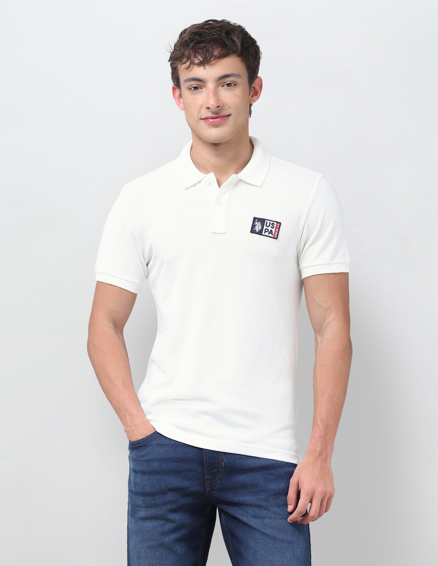 Solid Slim Fit Polo Shirt Ivory - U.S. Polo Assn. India | Large