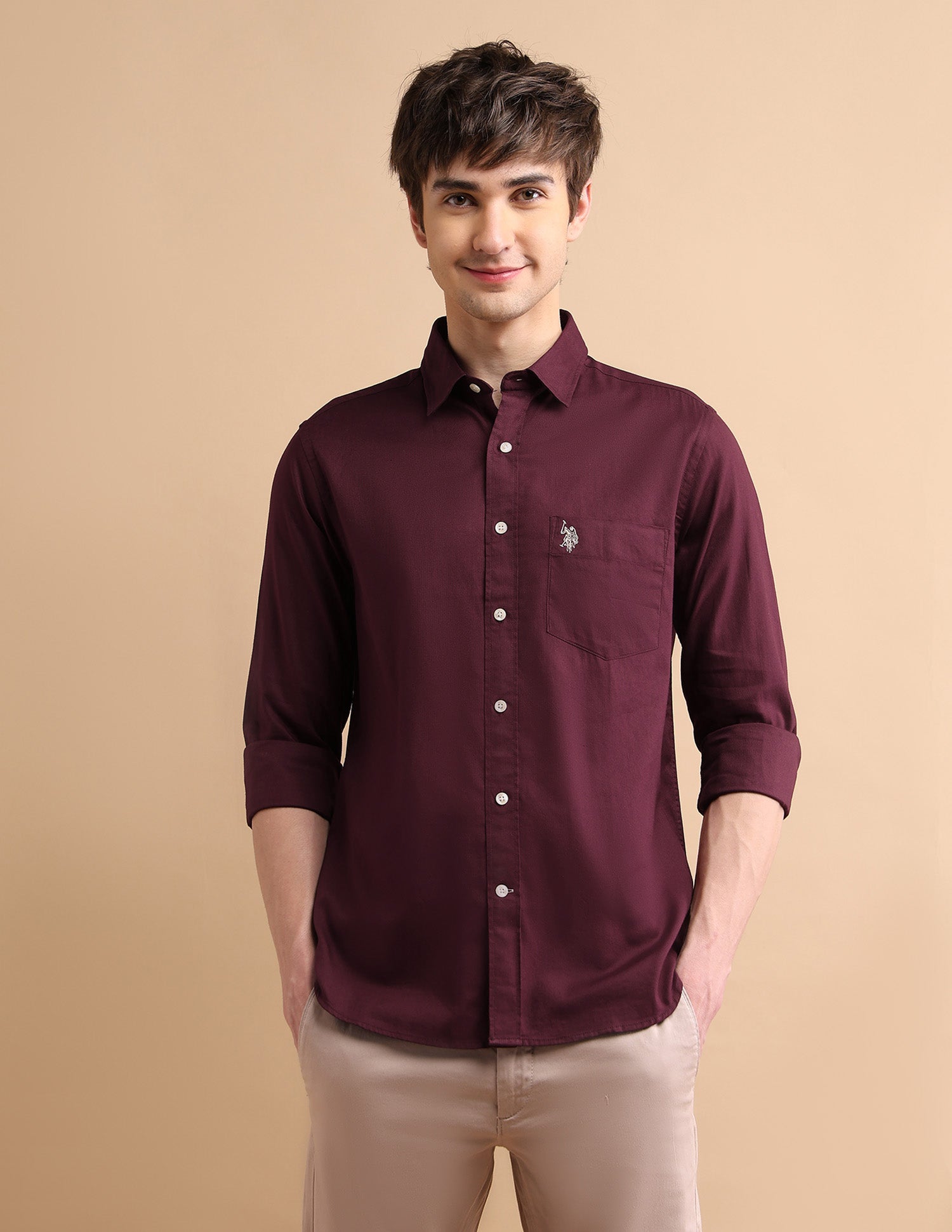 Cotton Dobby Shirt Wine - U.S. POLO ASSN. | Large