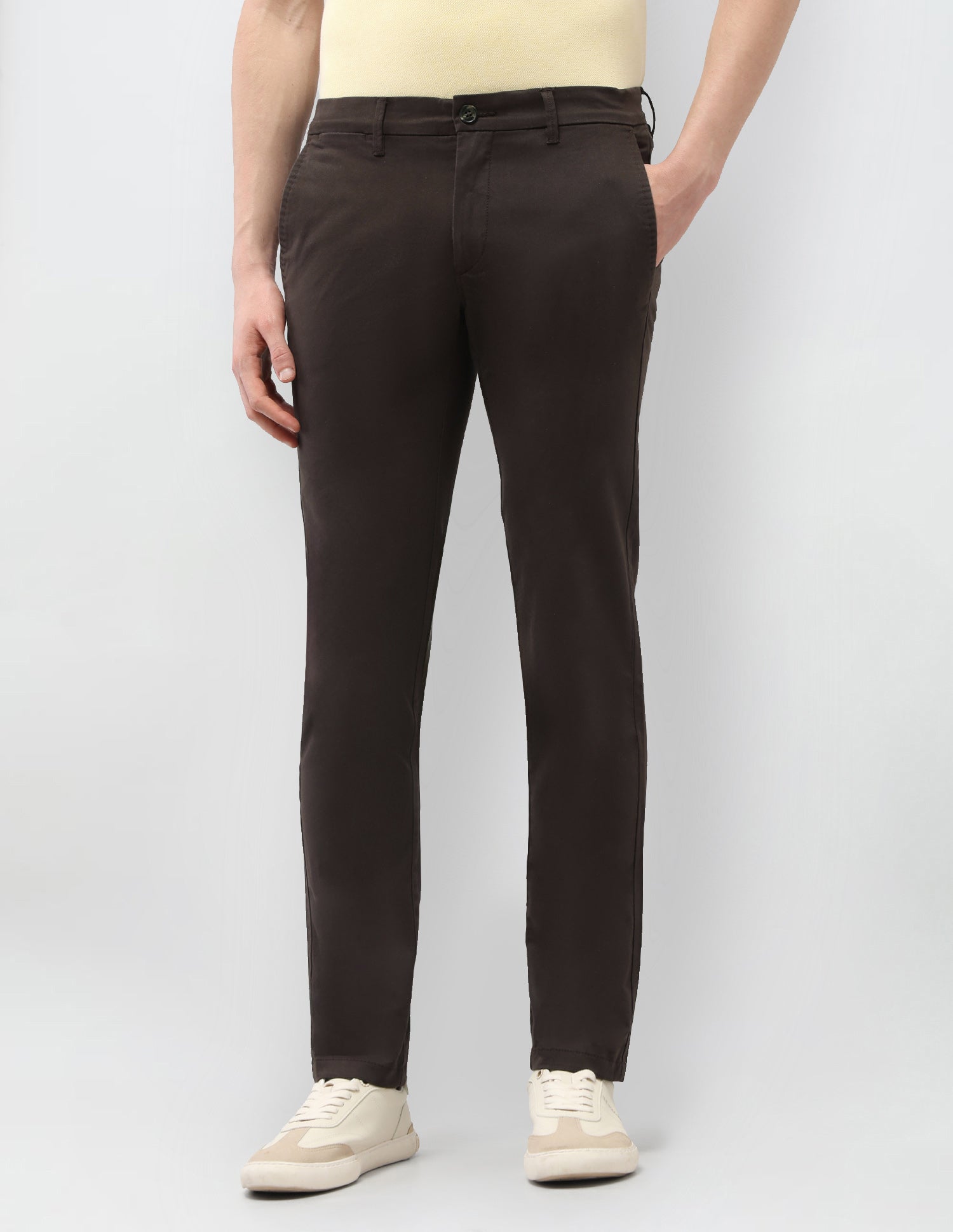 Denver Slim Fit Satin Trousers Dark Brown - U.S. Polo Assn. India | Large