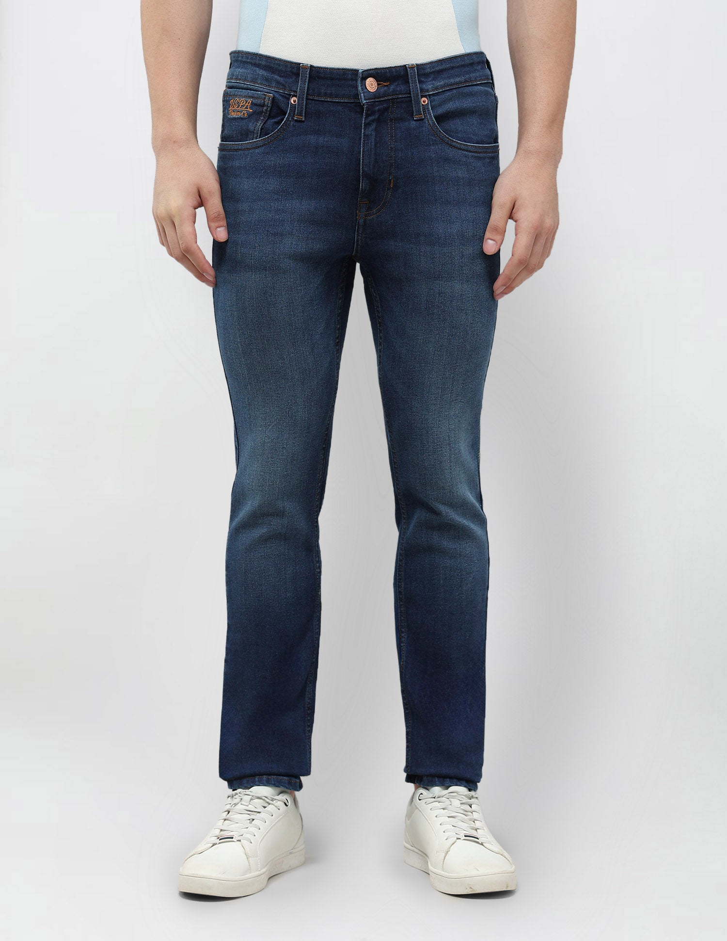 Regallo Skinny Fit Mid Rise Jeans Med Blue - U.S. POLO ASSN. | Large