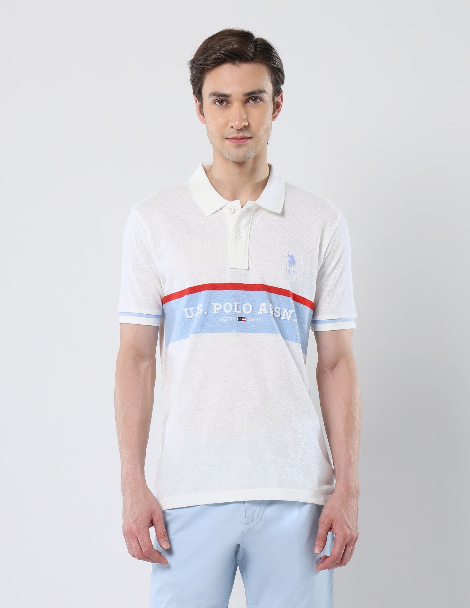 Brand Embroidered 135 Anniversary Polo Shirt White - U.S. Polo Assn. India | Large