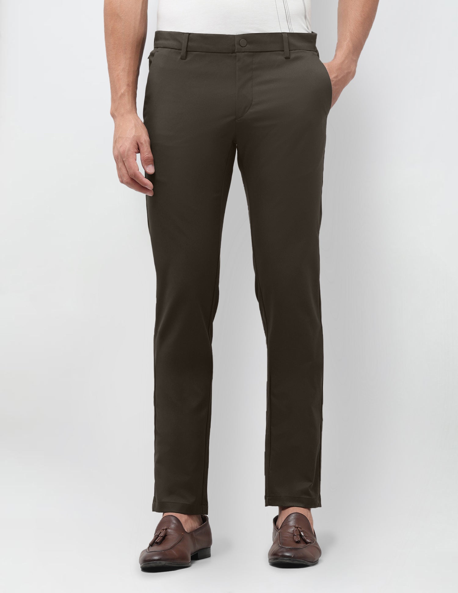 Denver Slim Fit Mid Rise Trousers Choco - U.S. Polo Assn. India | Large