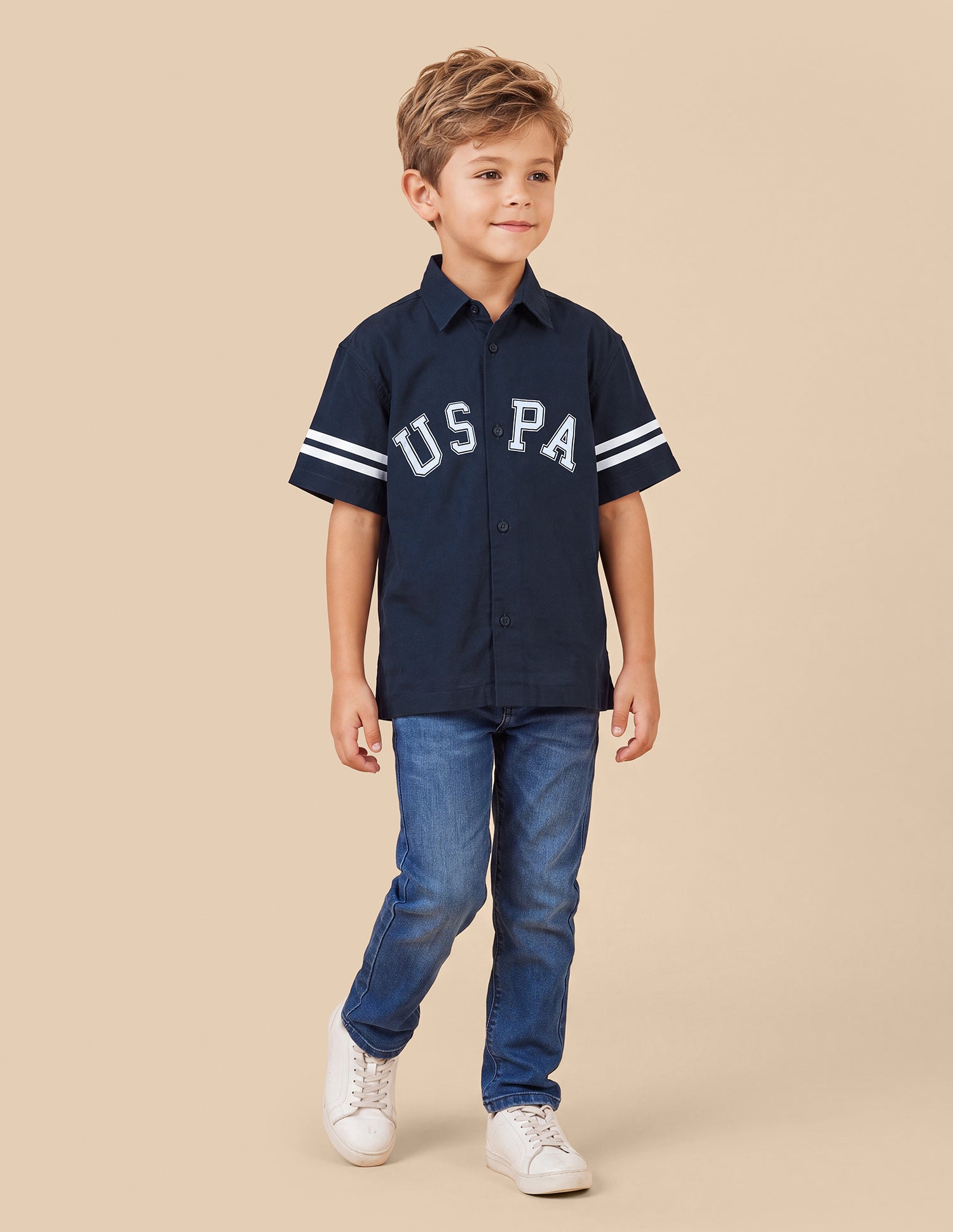 Brand Printed Oxford Shirt Navy - U.S. Polo Assn. India | Large