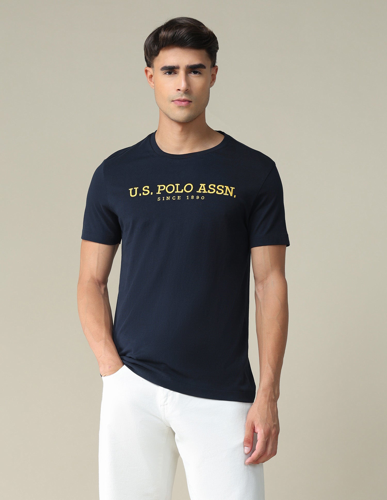 Brand Embroidered Cotton T-Shirt Navy - U.S. POLO ASSN. | Large