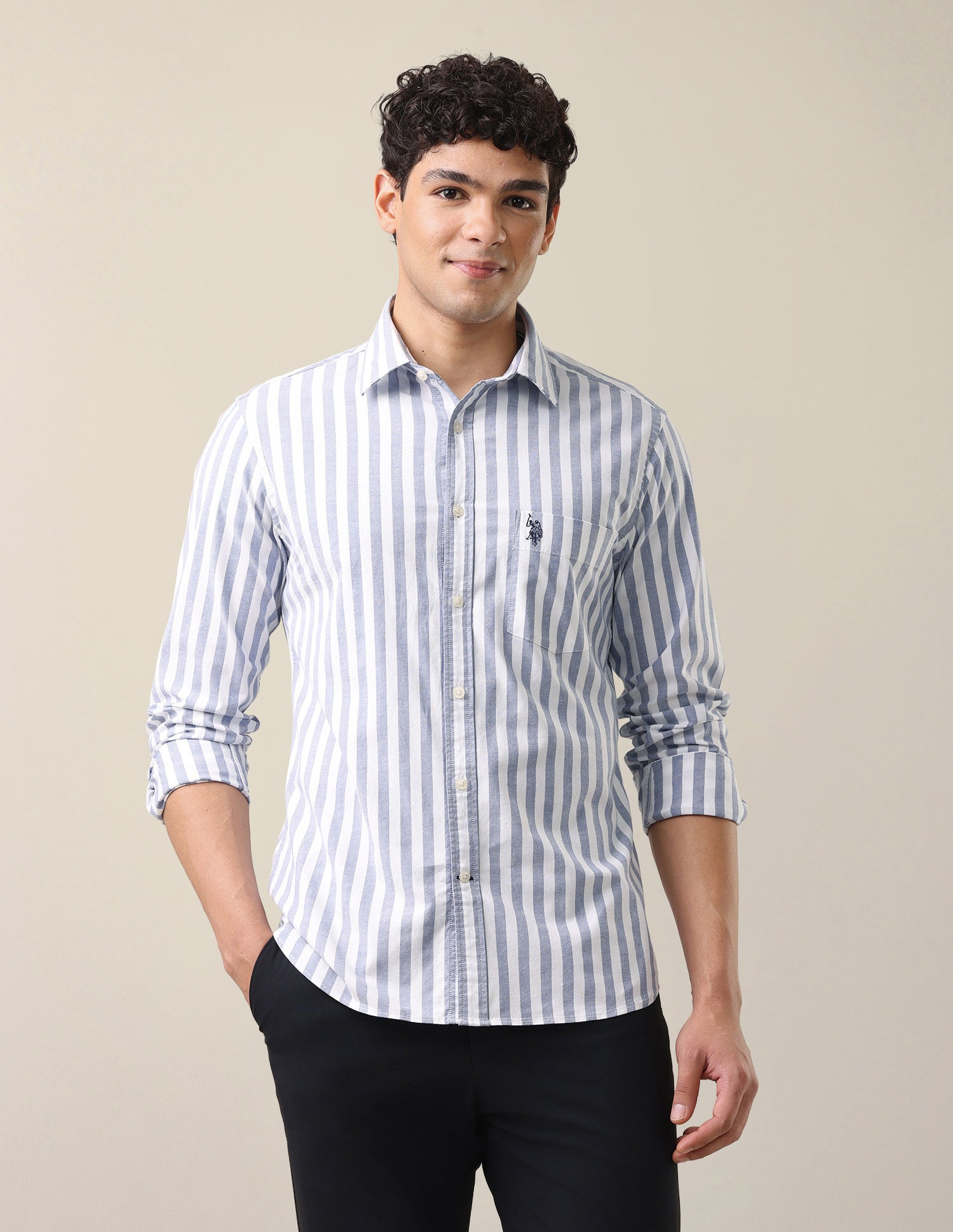 Vertical Striped Oxford Shirt Navy - U.S. Polo Assn. India | Large