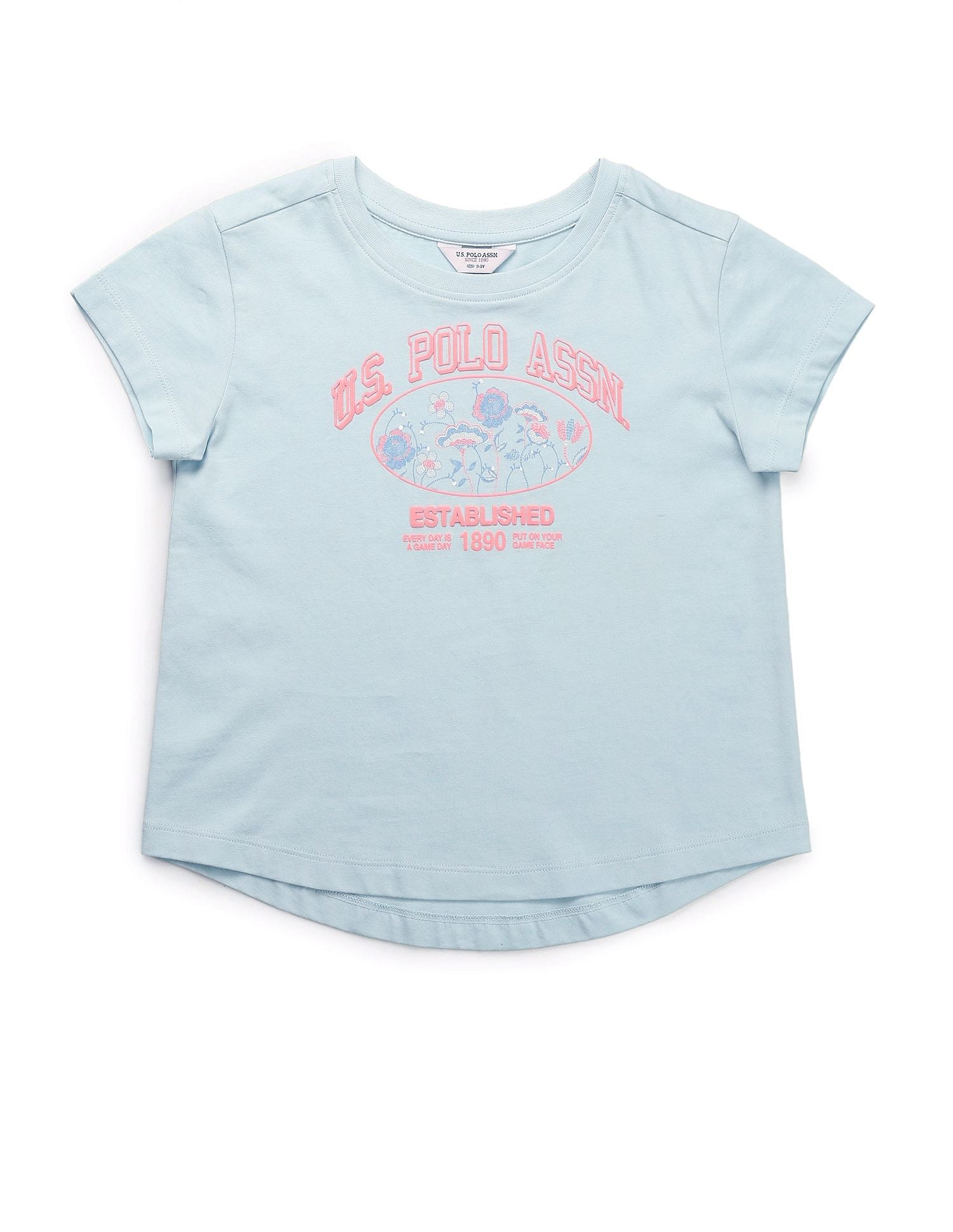 Girls Neon Graphic Print T-Shirt Light Blue - U.S. POLO ASSN. | Large