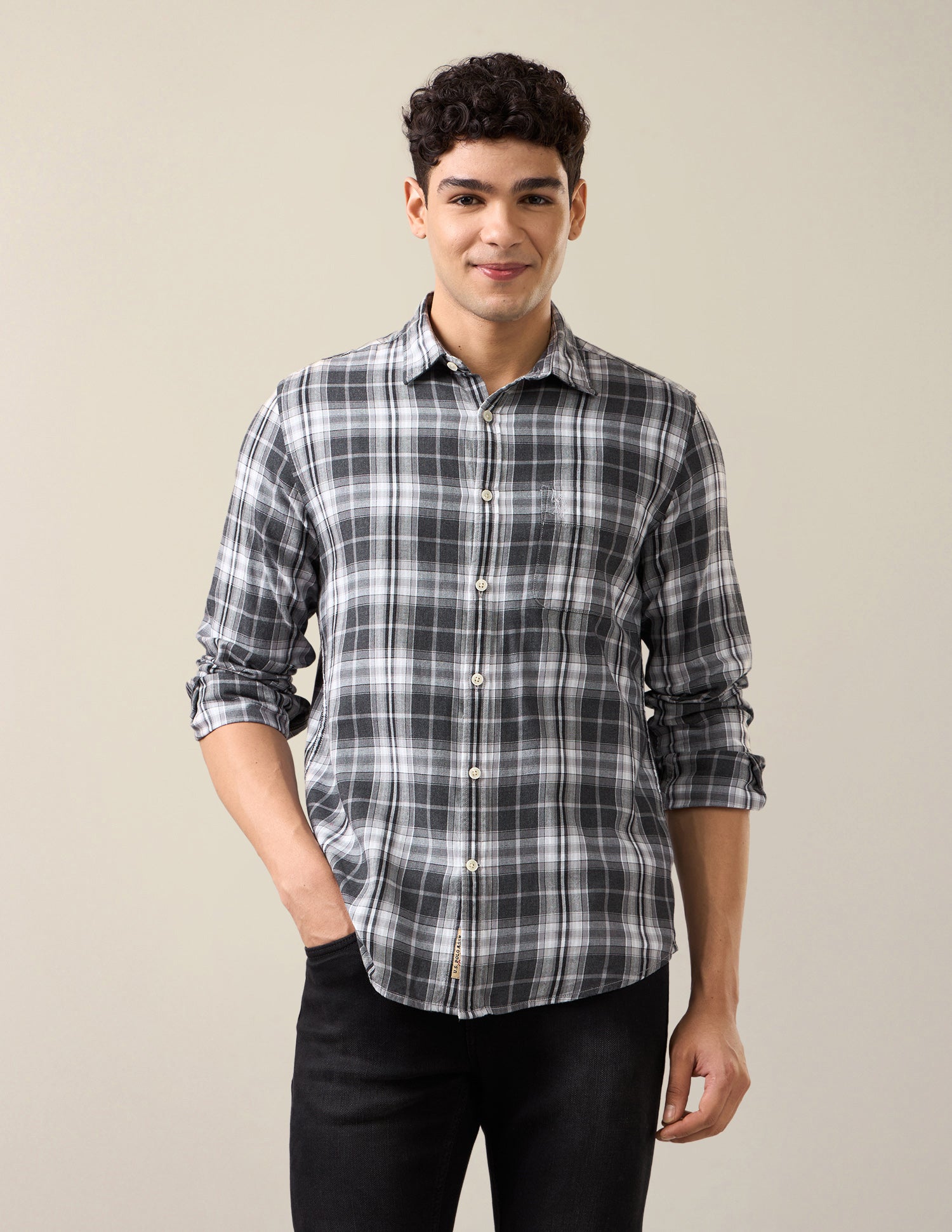 Plaid Checked Twill Shirt Grey - U.S. Polo Assn. India | Large