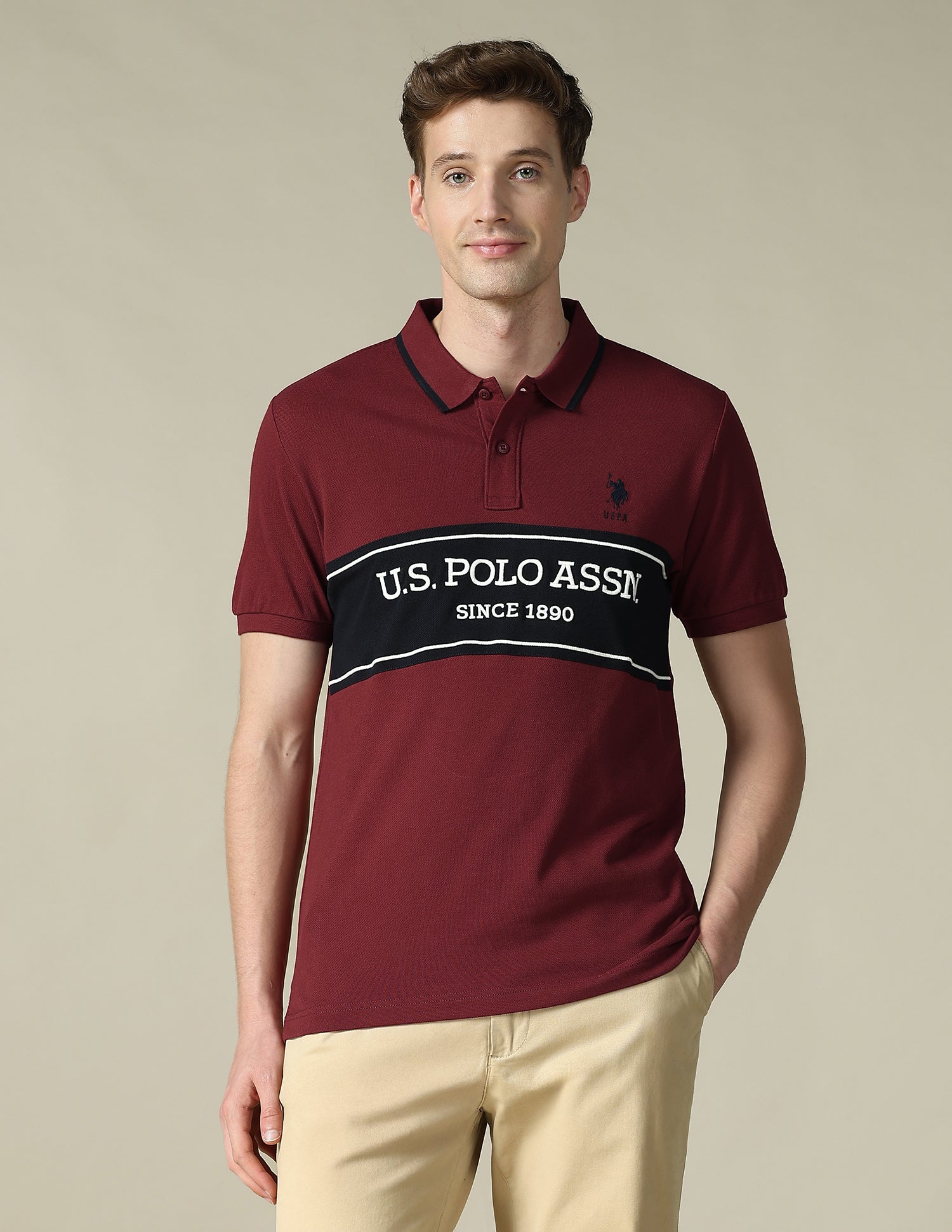 Brand Embroidered Regular Fit Polo Shirt Maroon - U.S. POLO ASSN. | Large