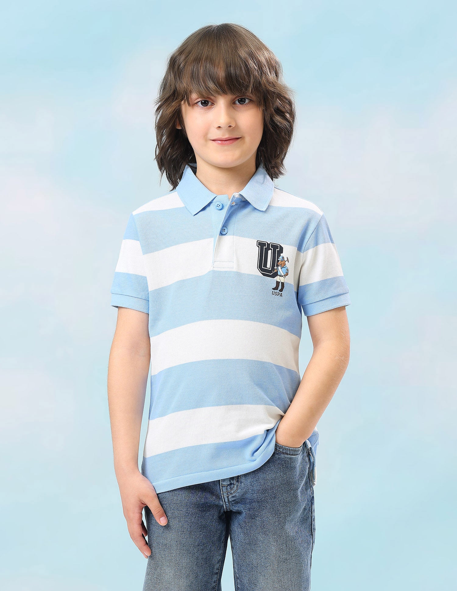 Horizontal Striped Regular Fit Polo Shirt Blue - U.S. Polo Assn. India | Large