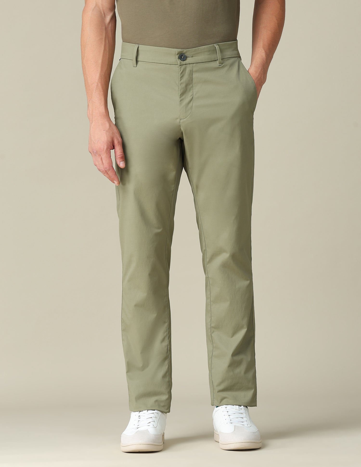 Solid Denver Slim Fit Trousers Light Olive - U.S. POLO ASSN. | Large