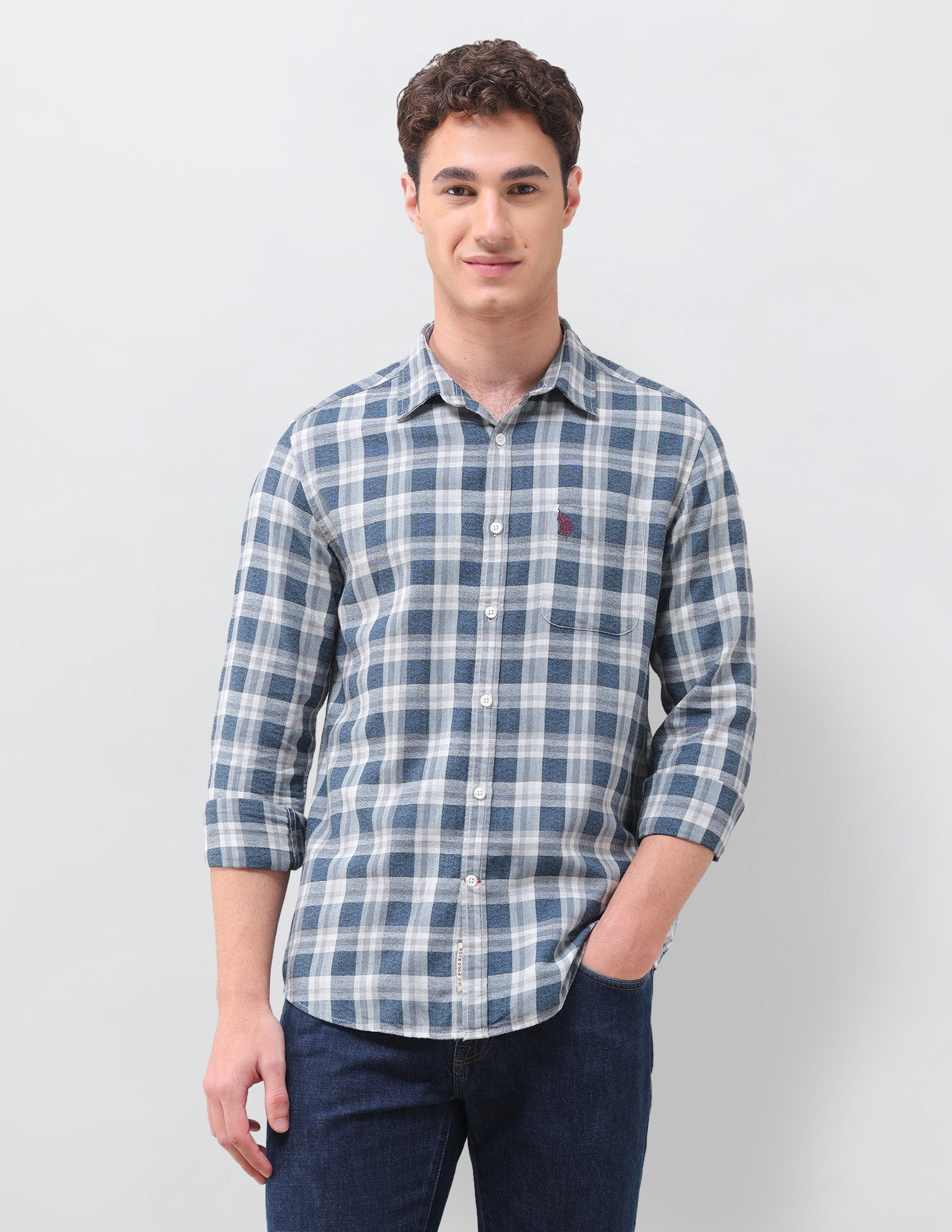 Plaid Checked Regular Fit Shirt Blue - U.S. Polo Assn. India | Large