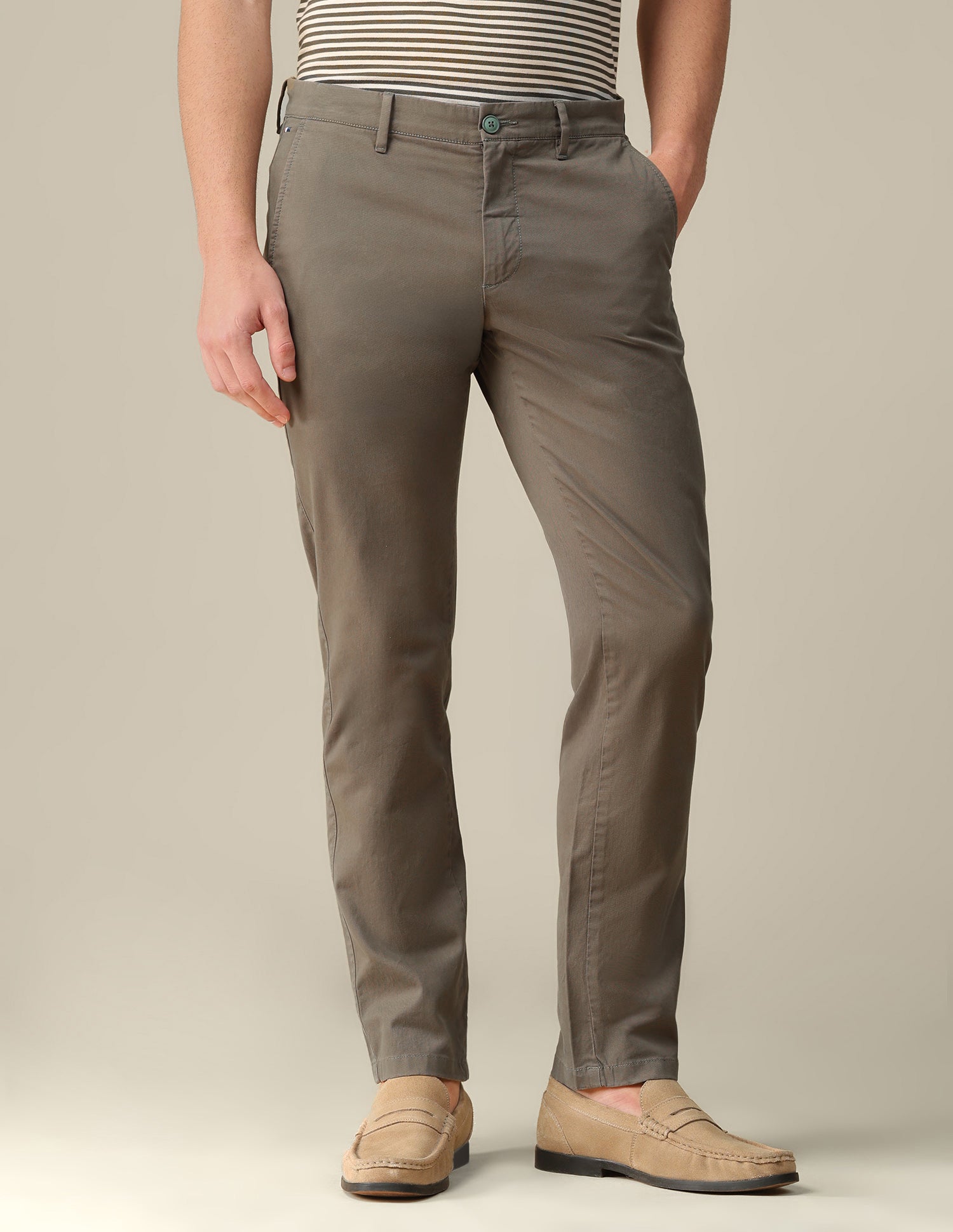 Denver slim fit Twill Trousers Light Olive - U.S. Polo Assn. India | Large