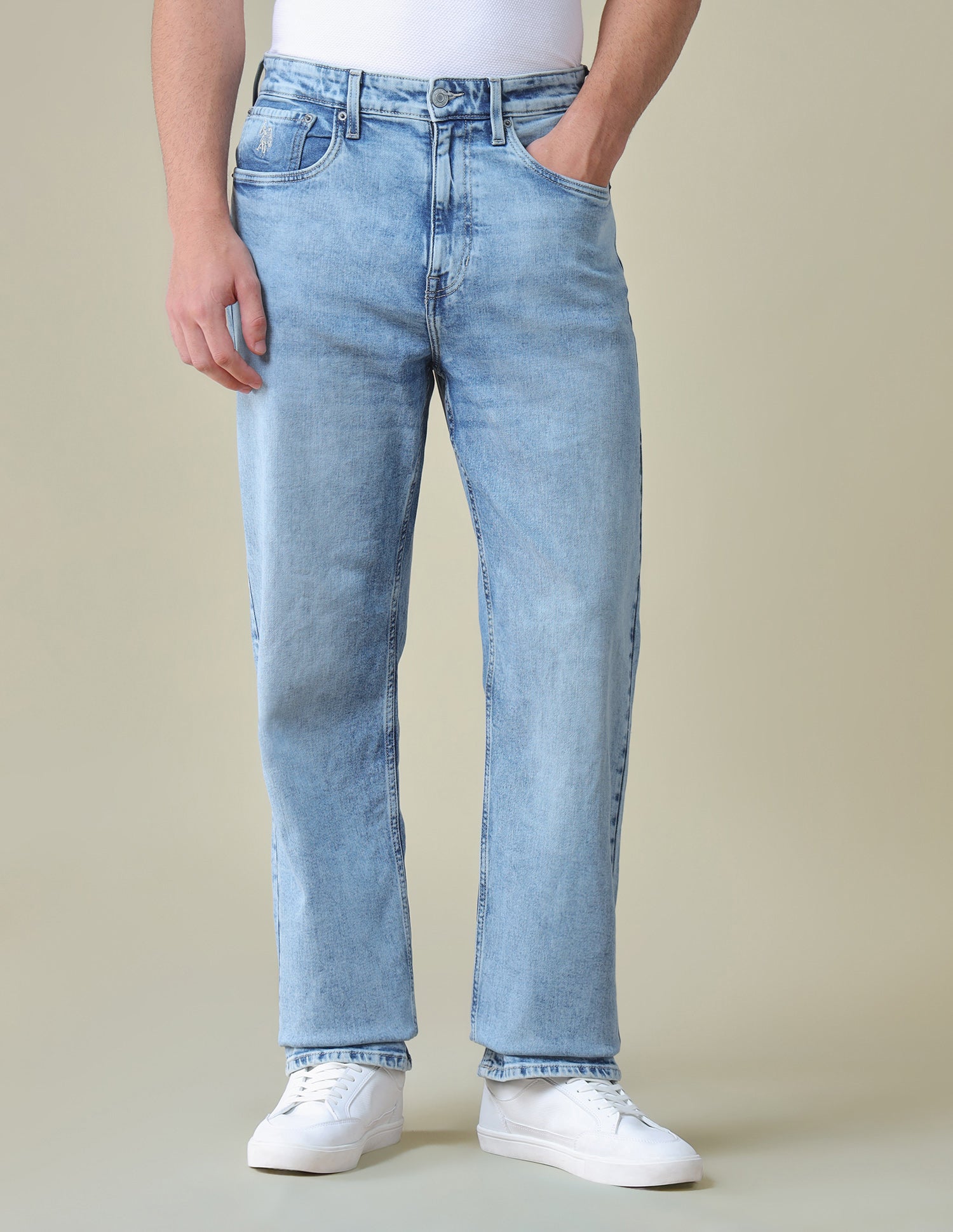 Logan Loose Straight Fit Blue Jeans Light Blue - U.S. Polo Assn. India | Large