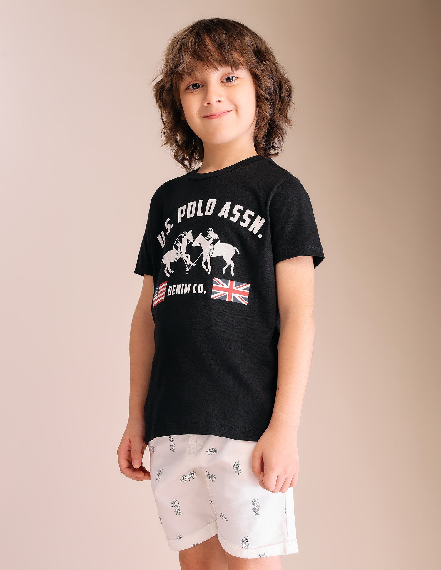 Boys Graphic Brand Printed T-Shirt - Pack Of 2 Black and Ivory - U.S. POLO ASSN. | Large