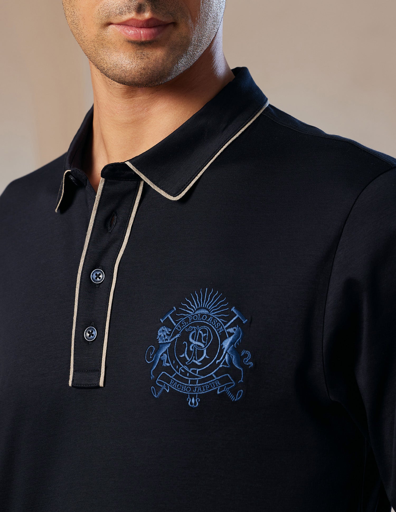 Pacho X Crest Logo Slim Fit Polo Shirt Navy - U.S. Polo Assn. India | Large