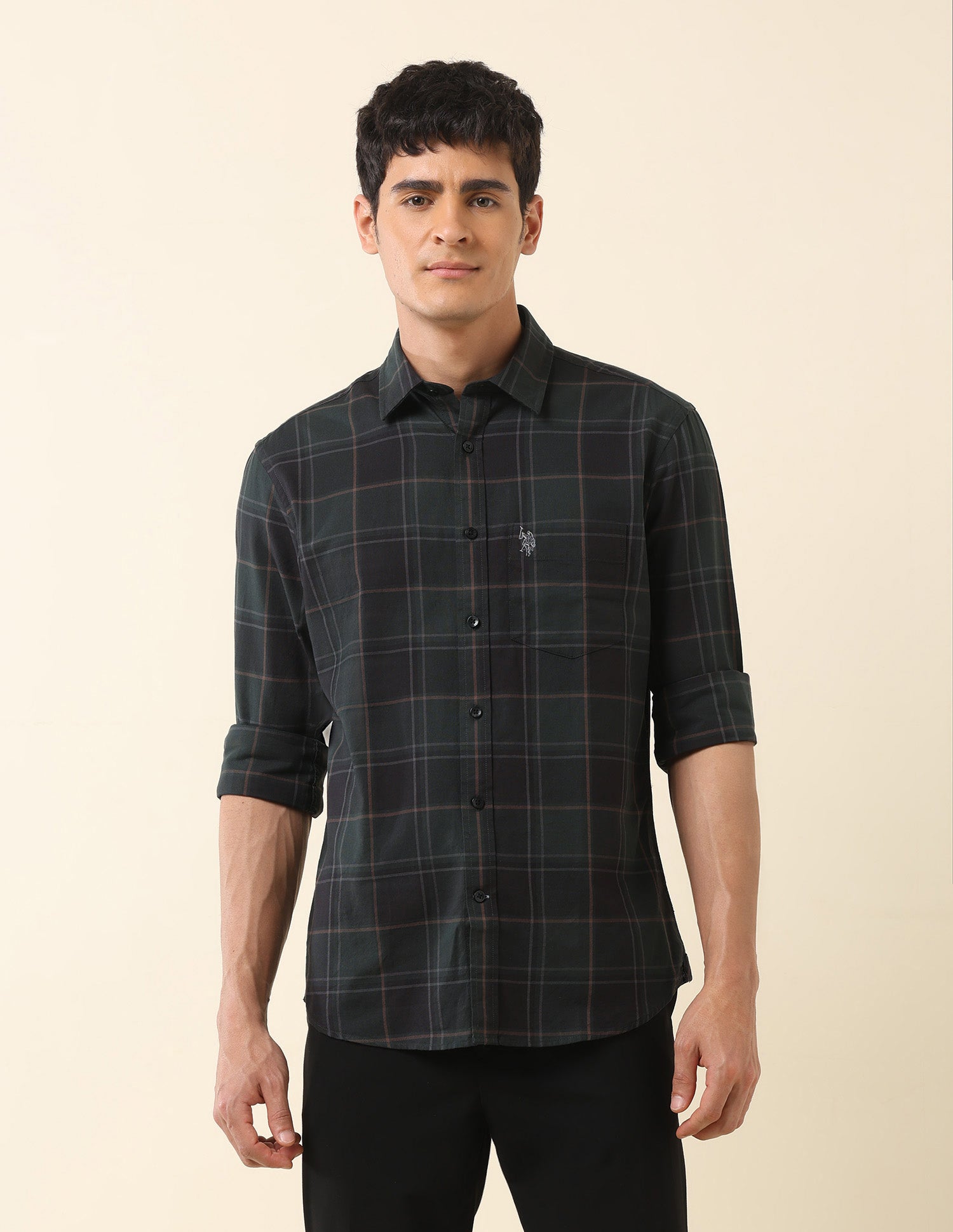 Tailored Fit Tartan Checked Shirt Olive - U.S. Polo Assn. India | Large