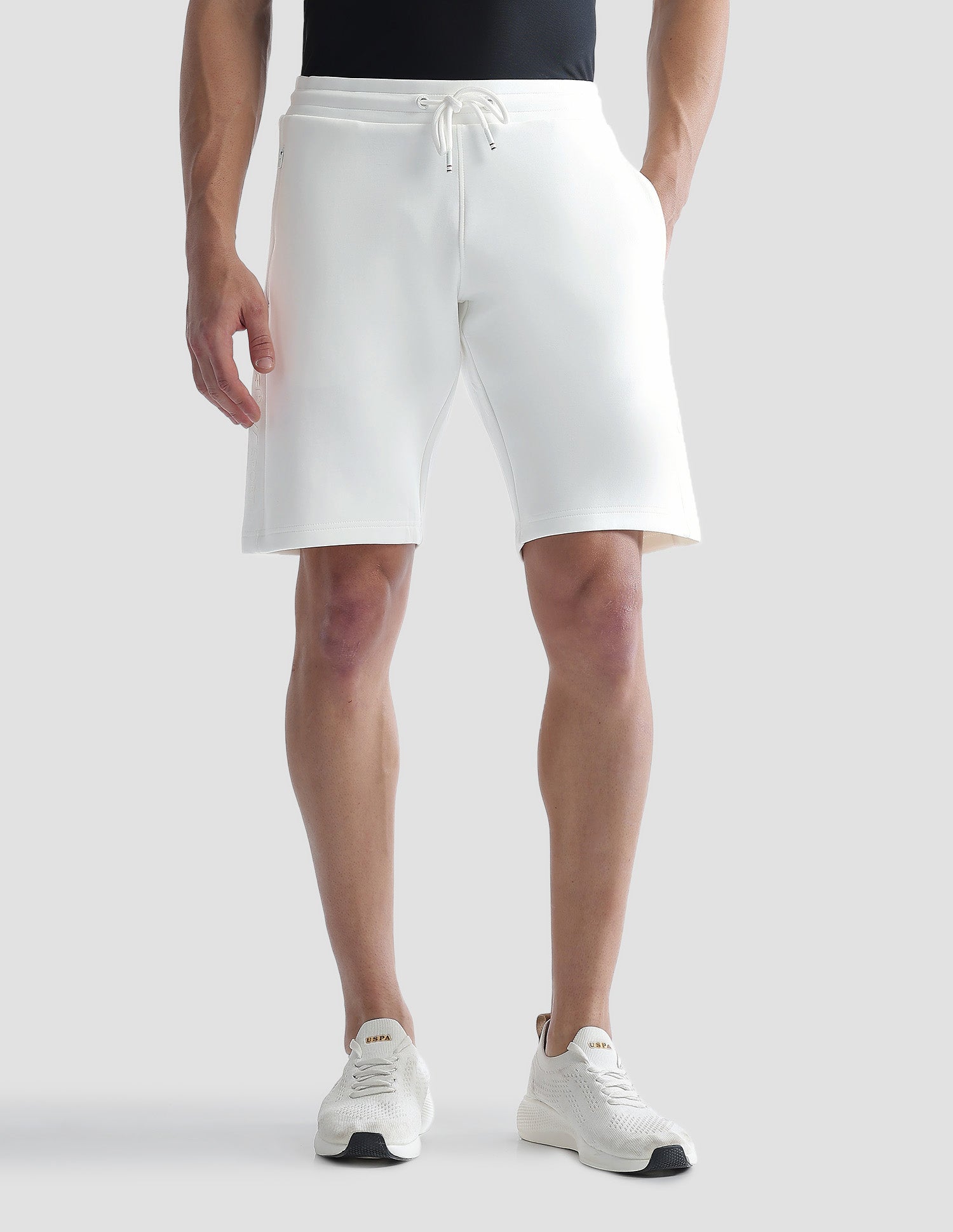 Mid Rise Solid Active Shorts Beige - U.S. Polo Assn. India | Large