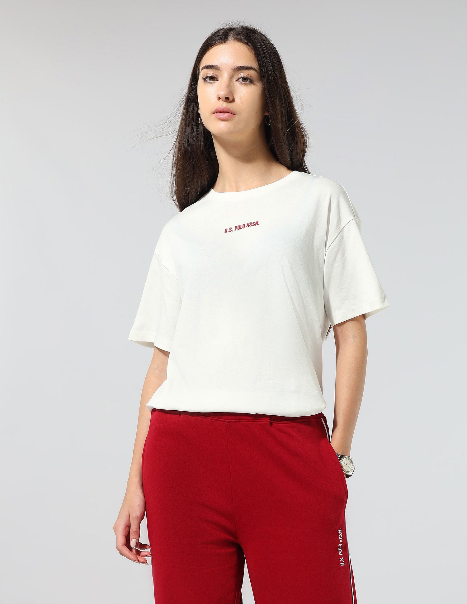 Boyfriend Fit Brand Printed Lounge T-Shirt Off White - U.S. POLO ASSN. | Large