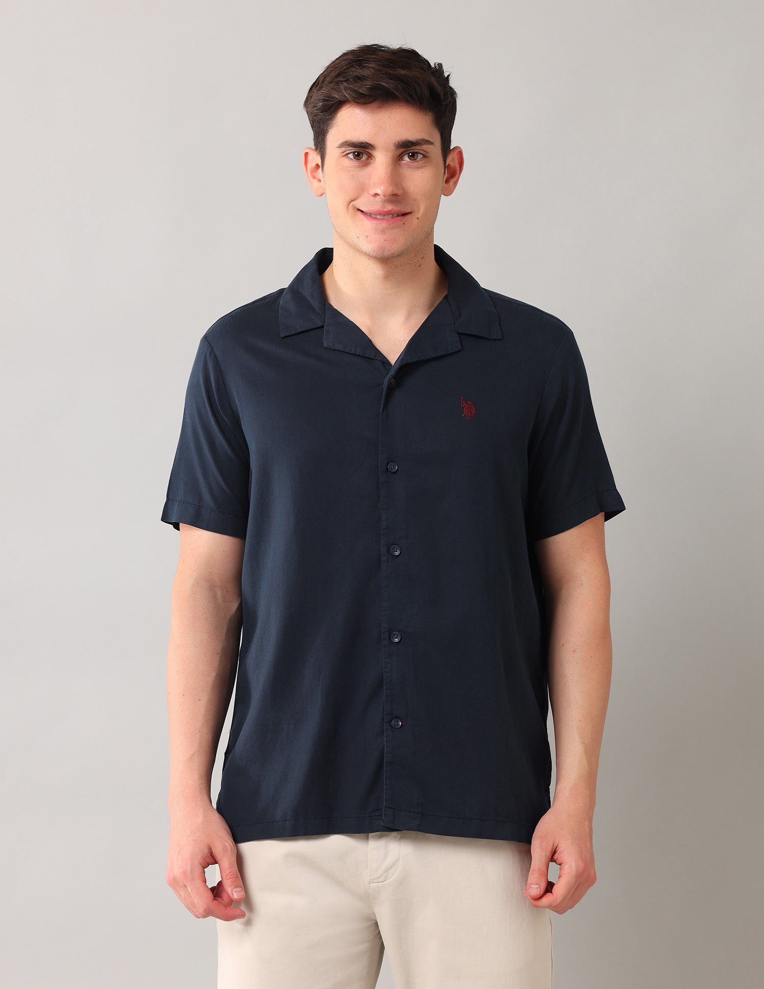 Solid Relaxed Fit Shirt Navy - U.S. Polo Assn. India | Large
