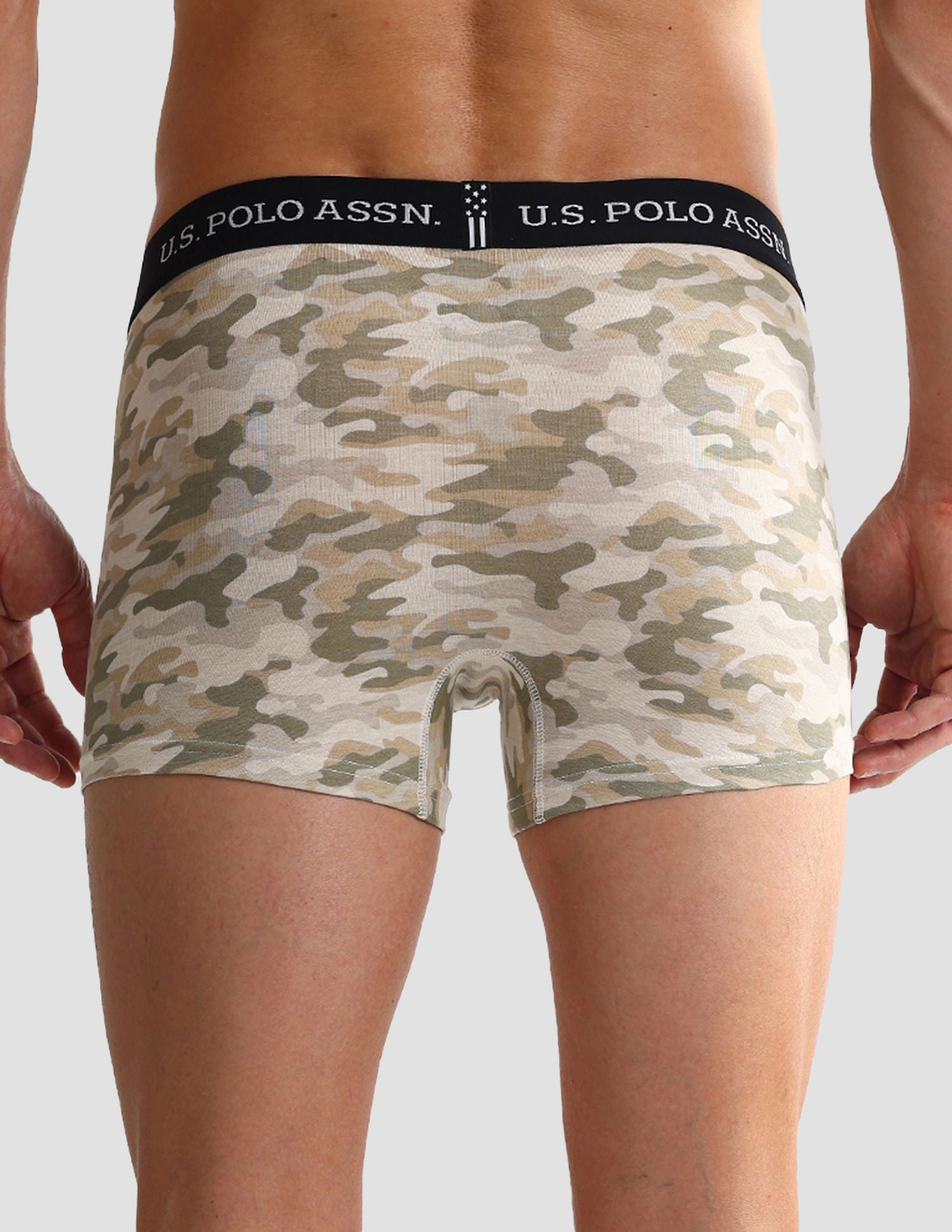 Elastic Waistband Ribbed Solid OET10 Trunks - Pack Of 2 Camo Beige and Beige - U.S. POLO ASSN. | Large