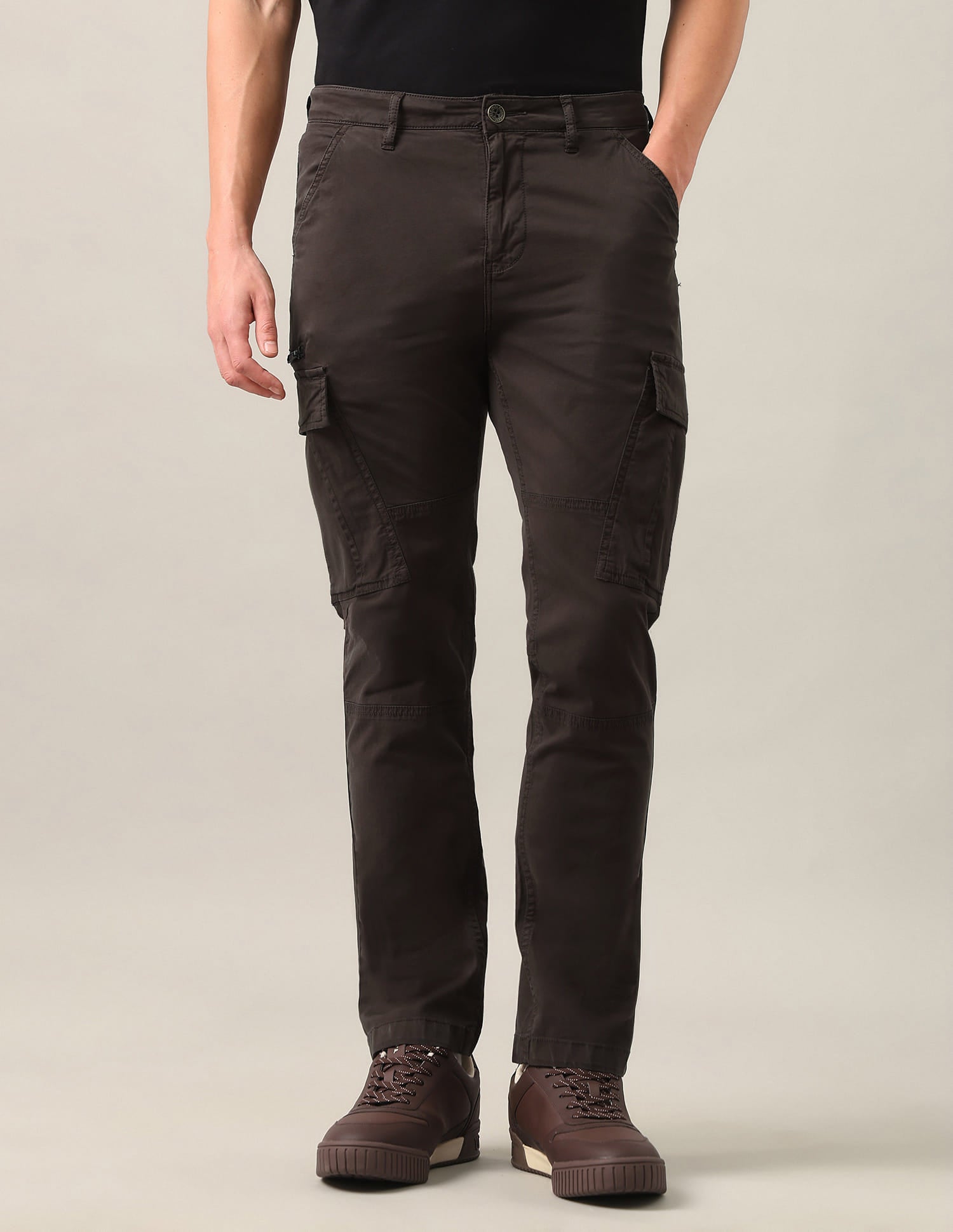 Harold Slim Straight Fit Twill Cargos Brown - U.S. Polo Assn. India | Large