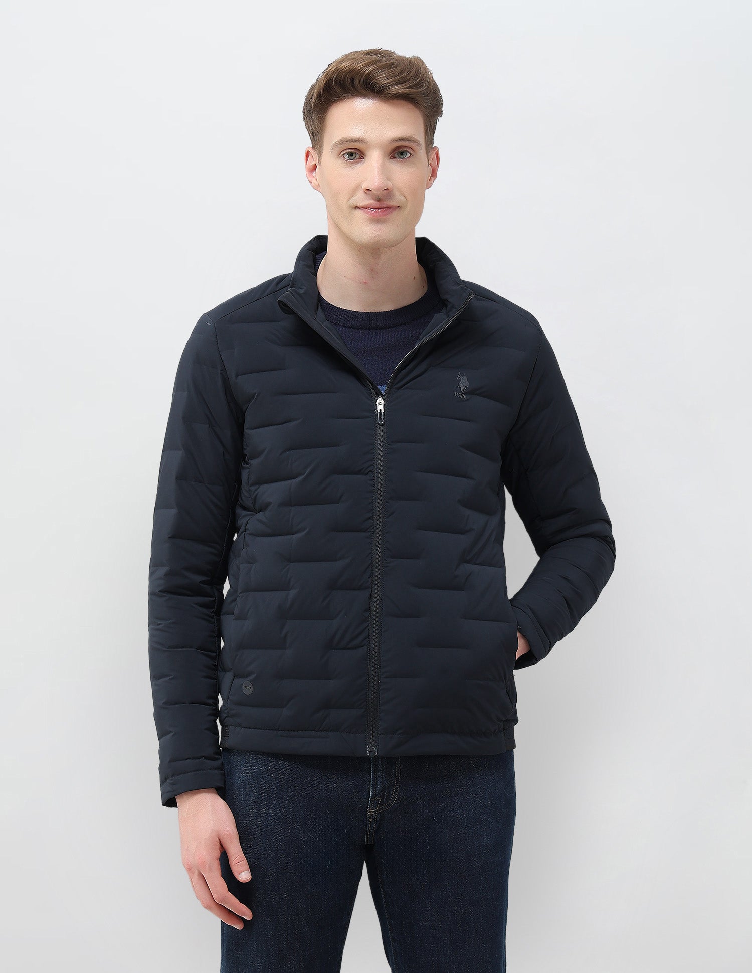 Mock Collar Regular Fit Smartheat Jacket Navy - U.S. POLO ASSN. | Large