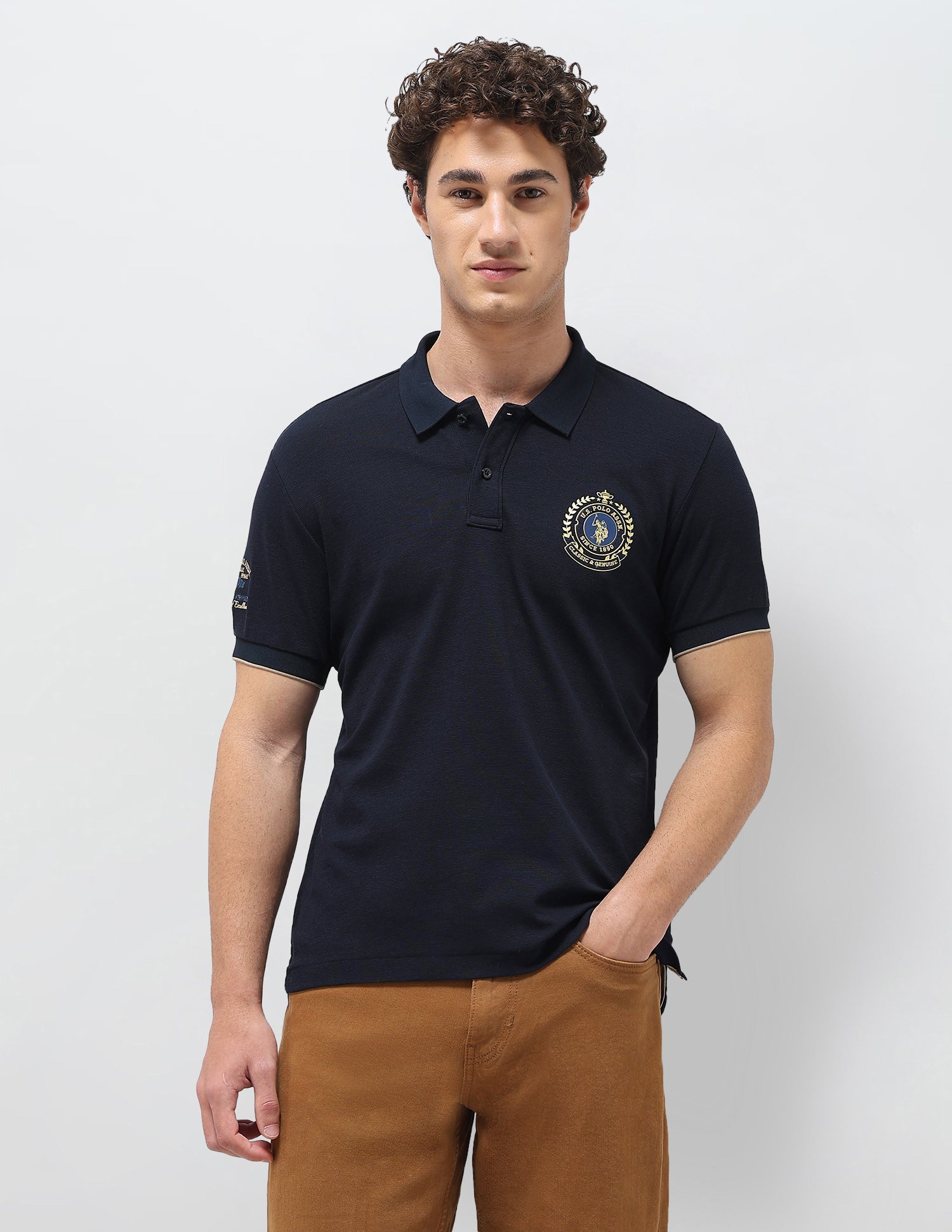 Solid Slim Fit Polo Shirt Navy - U.S. Polo Assn. India | Large