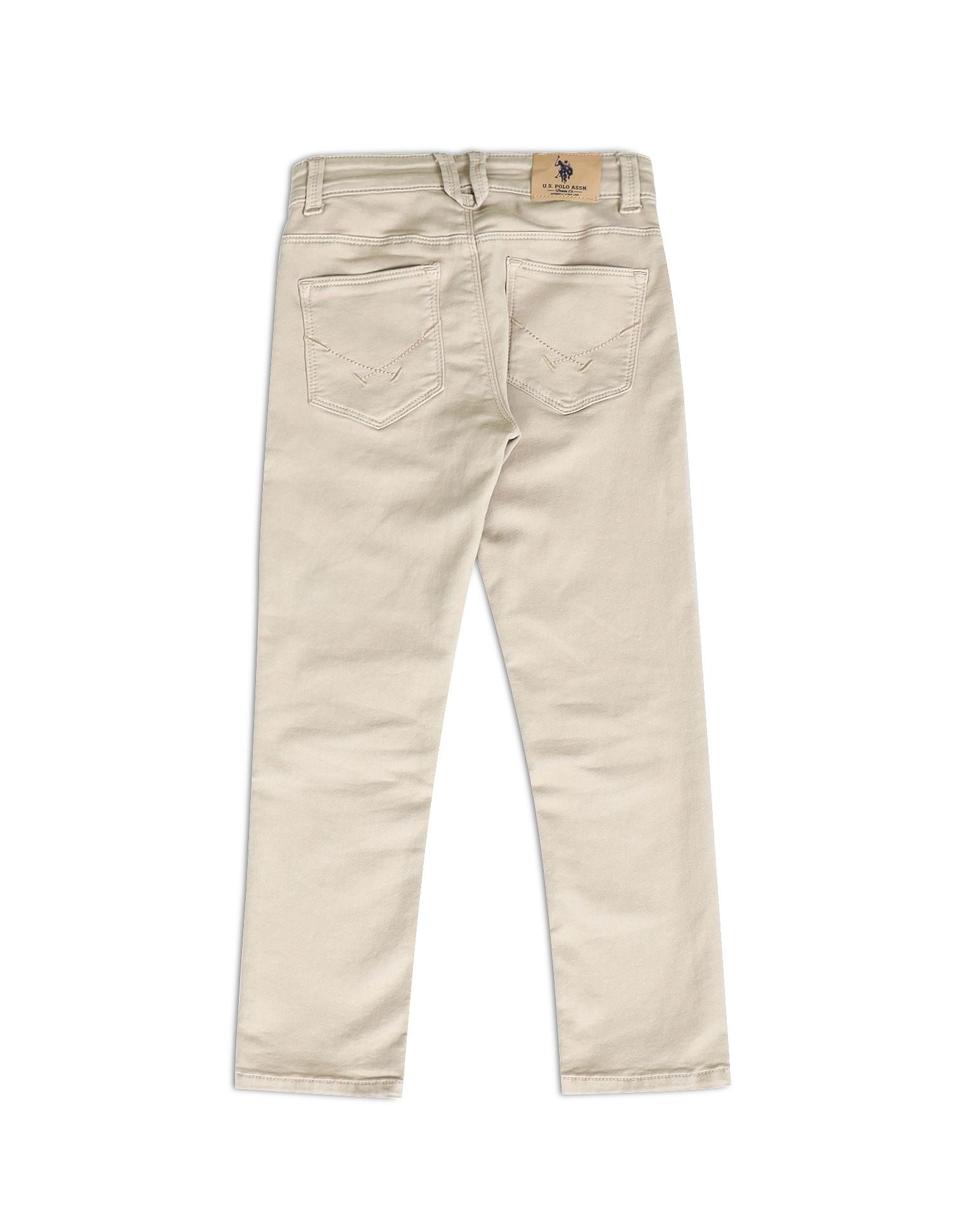 Boys Slim Fit Mid Rise Jeans Beige - U.S. POLO ASSN. | Large
