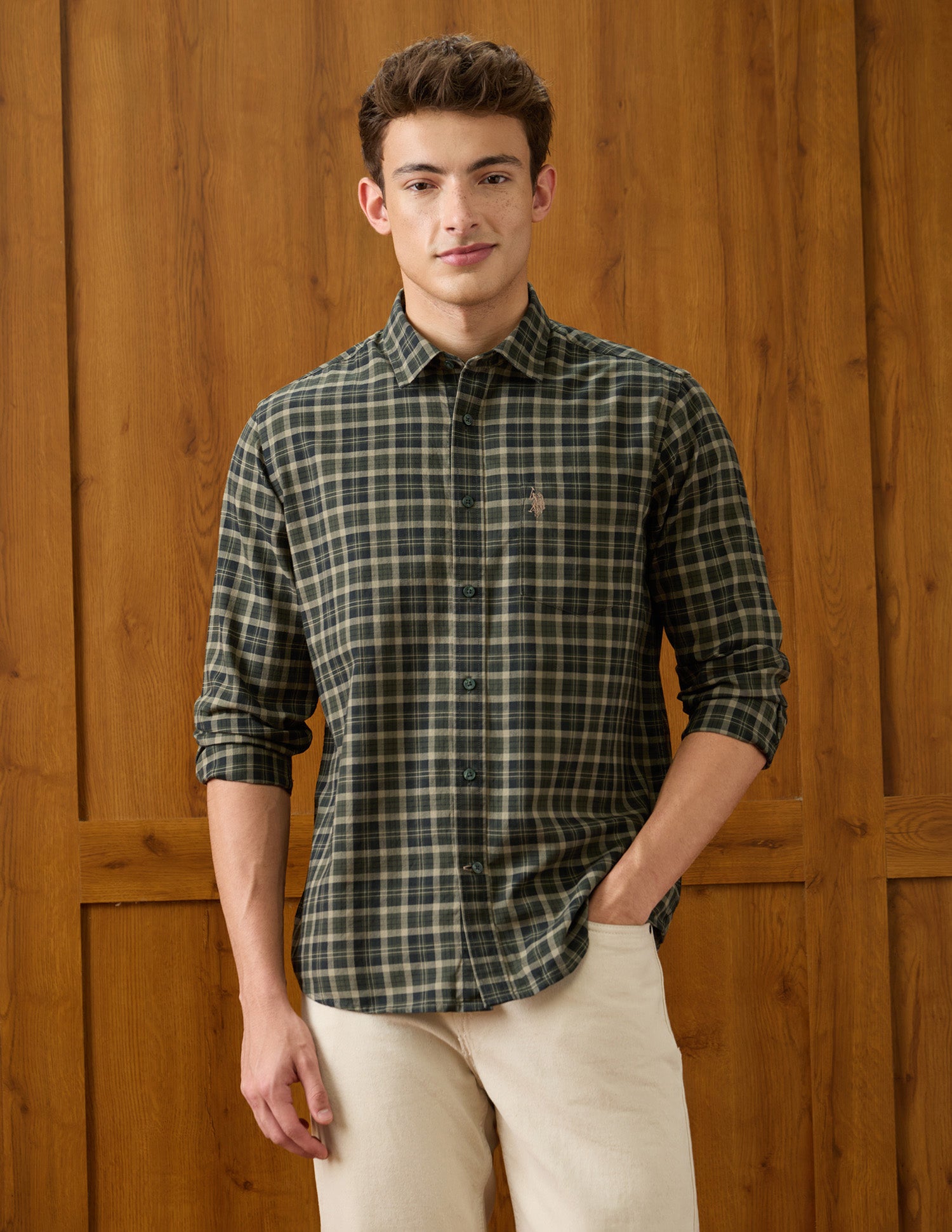 Tartan Checked Regular Fit Shirt Olive - U.S. Polo Assn. India | Large
