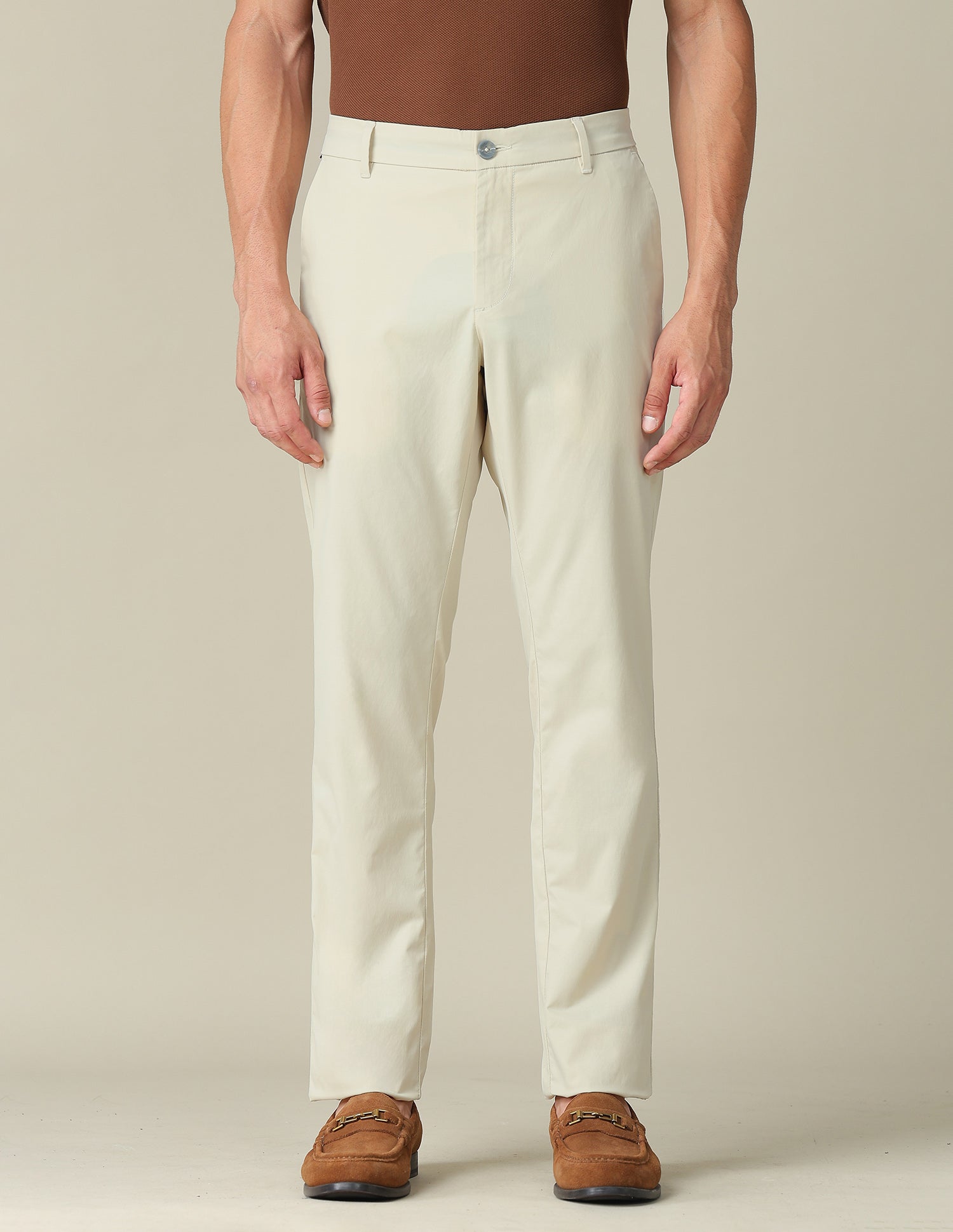 Solid Denver Slim Fit Trousers Stone - U.S. POLO ASSN. | Large