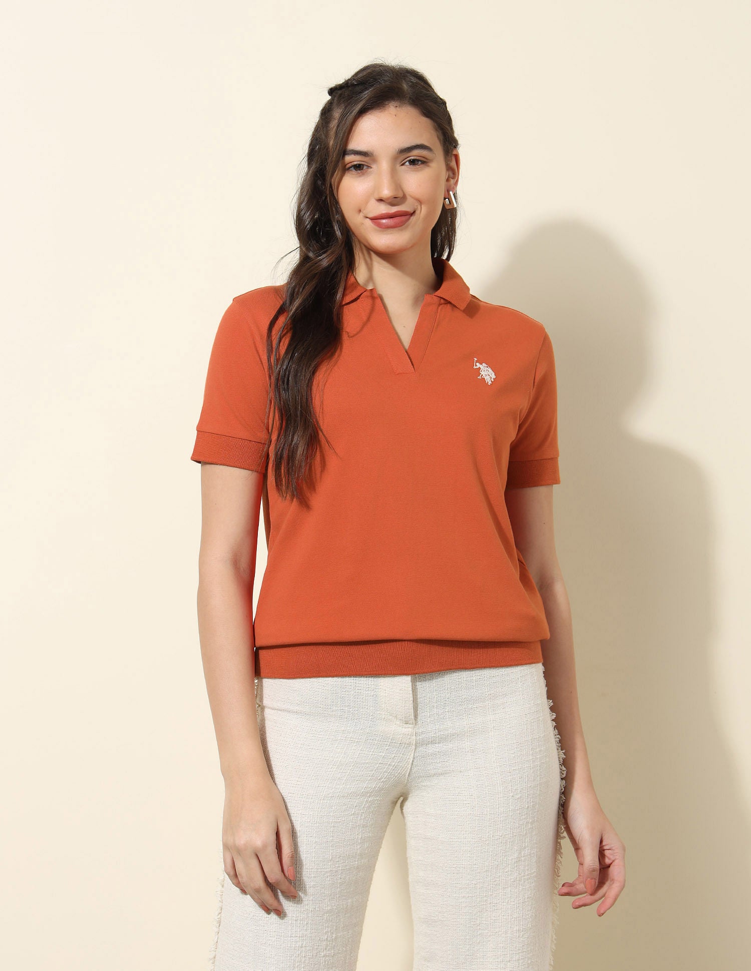 Relaxed Fit Solid Polo Shirt Brown - U.S. POLO ASSN. | Large