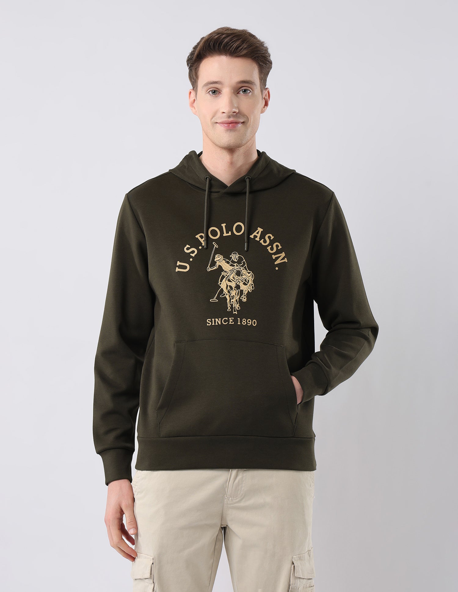 Brand Embroidered Hooded Sweatshirt Olive - U.S. POLO ASSN. | Large