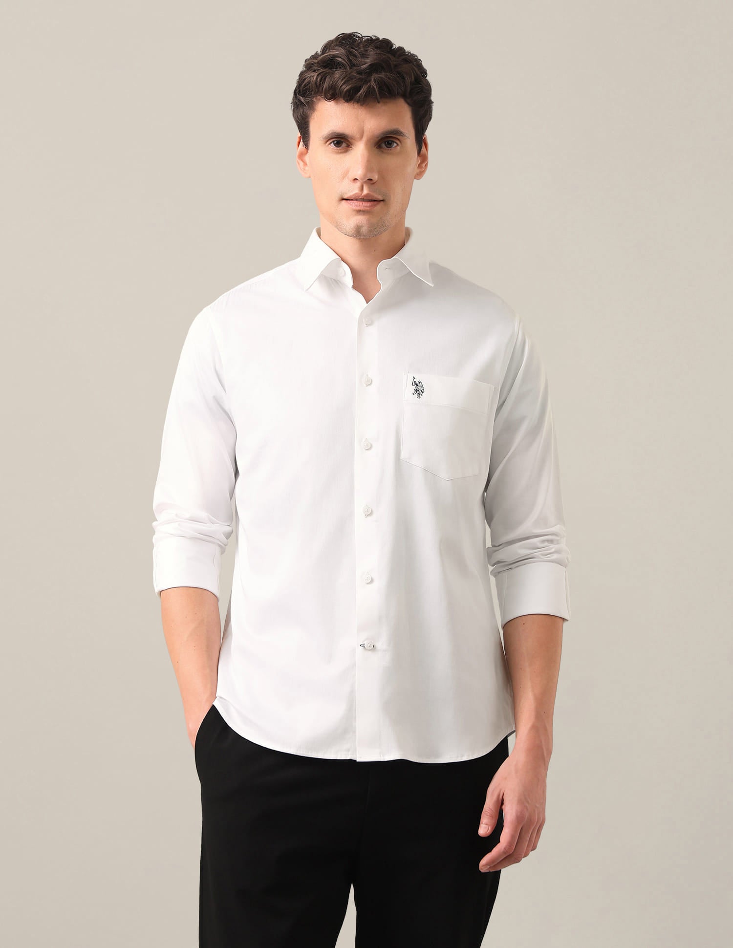 Solid Satin Shirt White - U.S. Polo Assn. India | Large