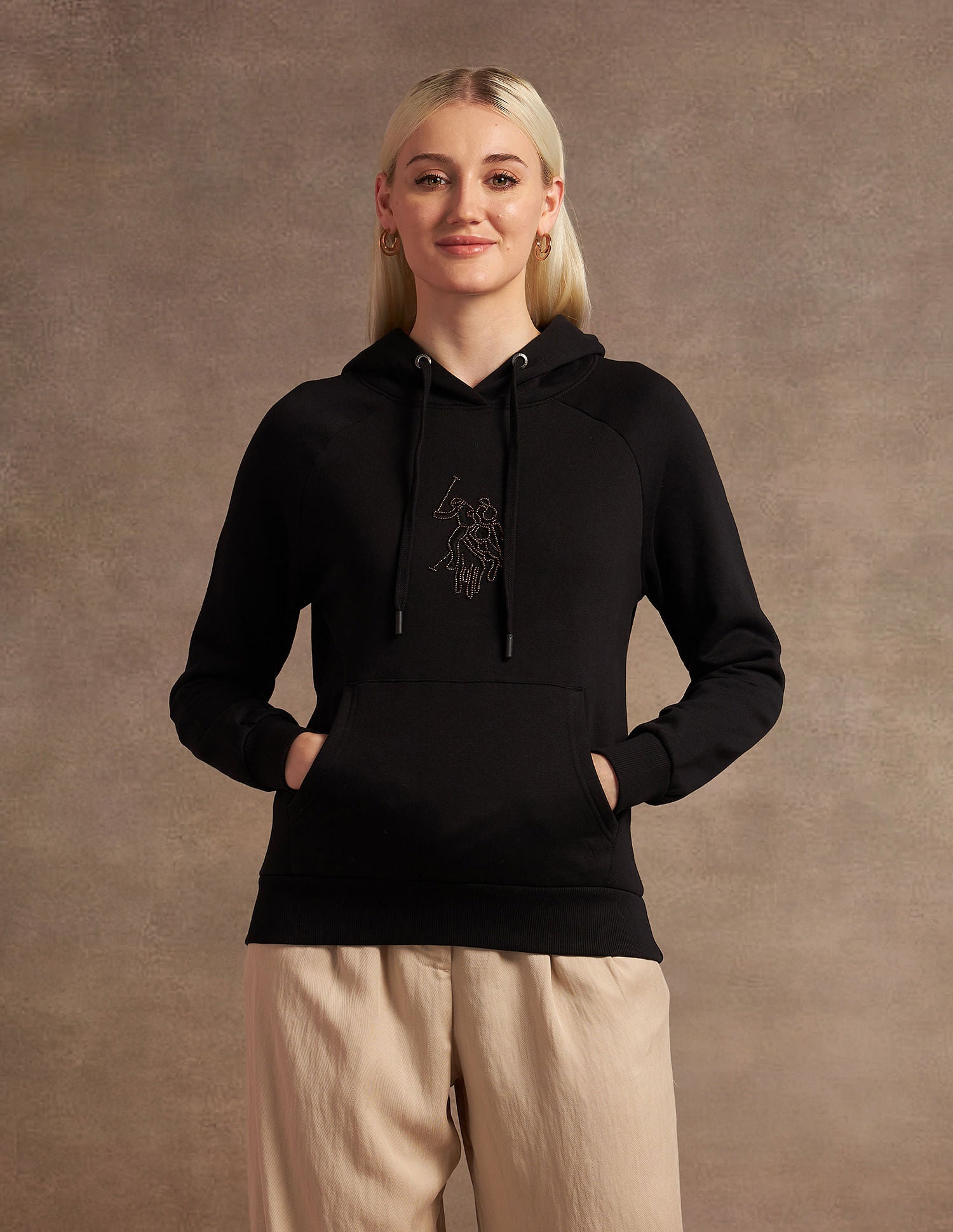 Embroidered Logo Hooded Sweatshirt Black - U.S. POLO ASSN. | Large