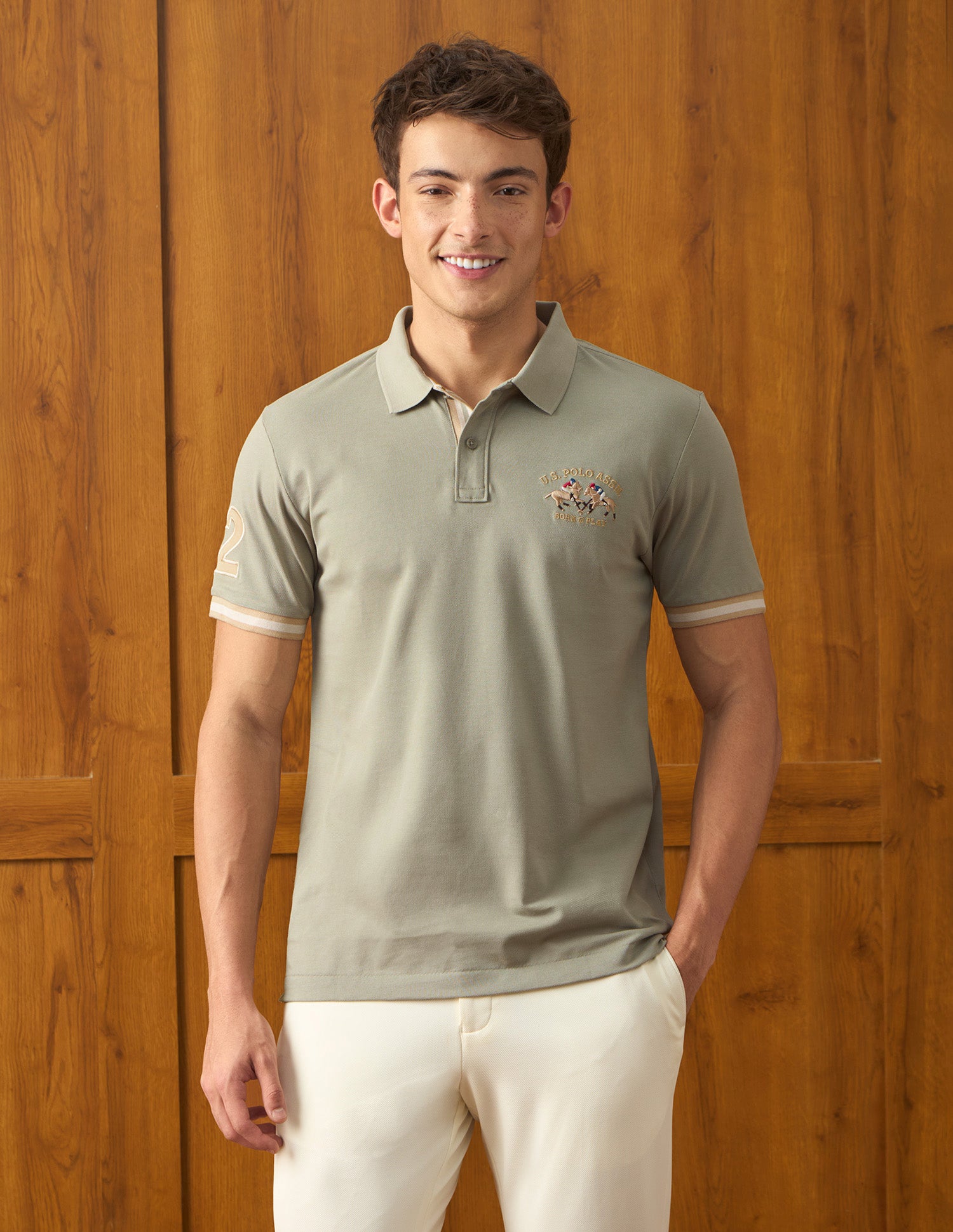 Solid Slim Fit Polo Shirt Light Green - U.S. Polo Assn. India | Large