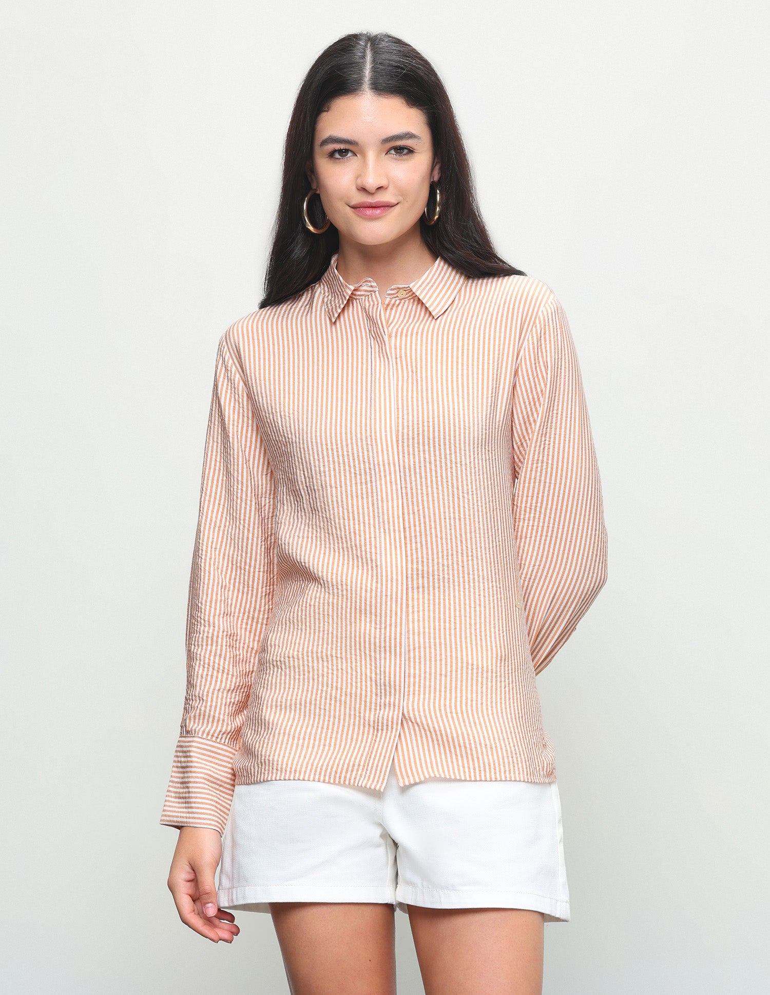 Vertical Striped Regular Fit Shirt Mustard - U.S. Polo Assn. India | Large