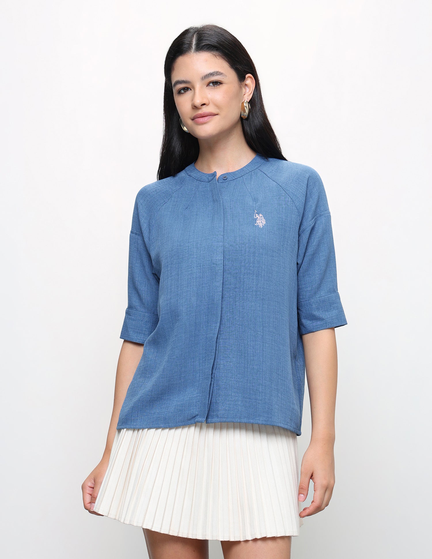 Heathered Relaxed Fit Top Light Blue - U.S. Polo Assn. India | Large