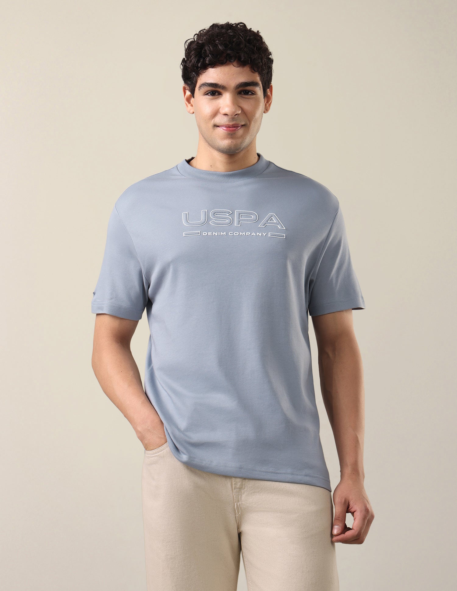 Brand Applique Slim Fit T-Shirt Blue - U.S. Polo Assn. India | Large