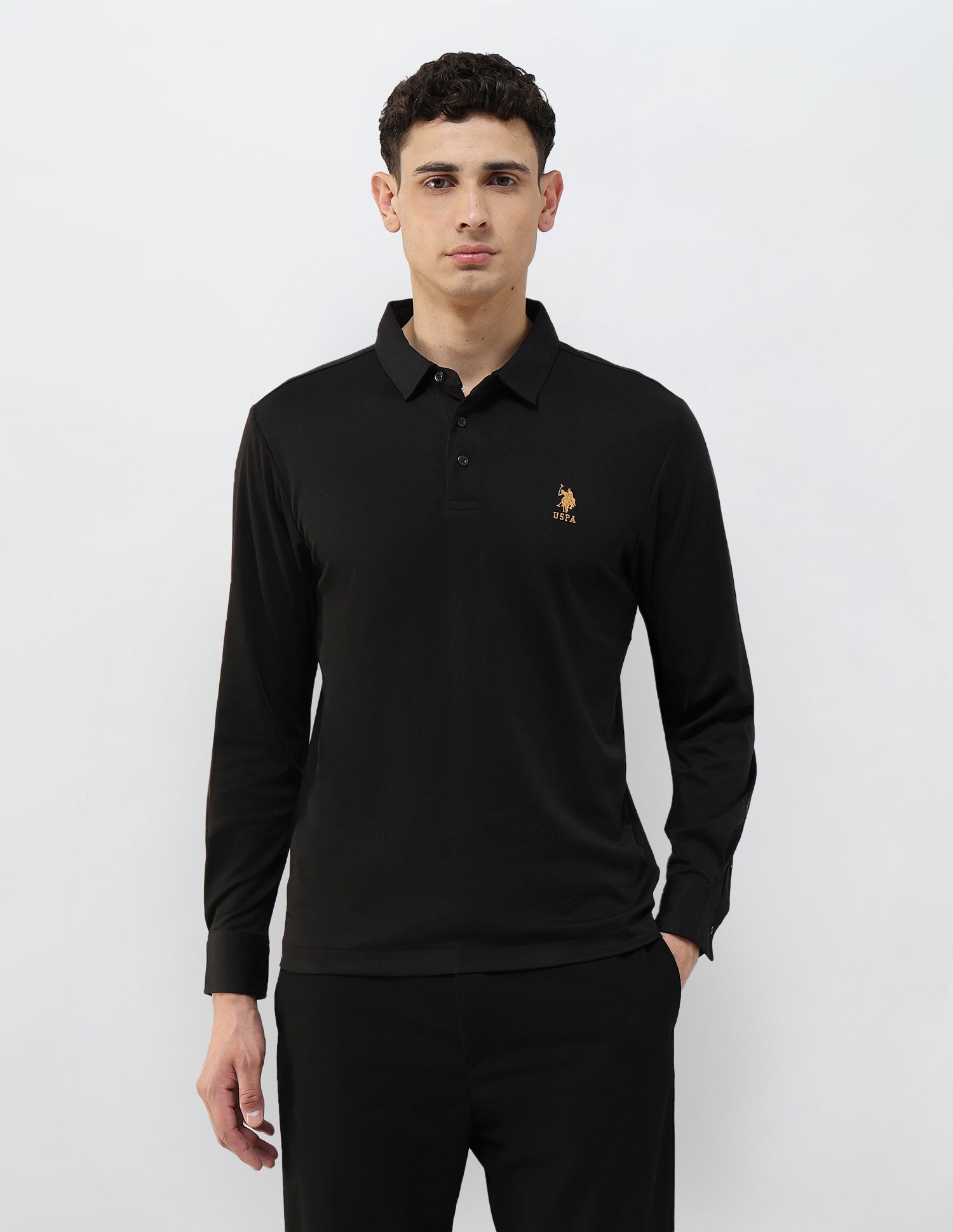Solid Regular Fit Polo Shirt Black - U.S. POLO ASSN. | Large