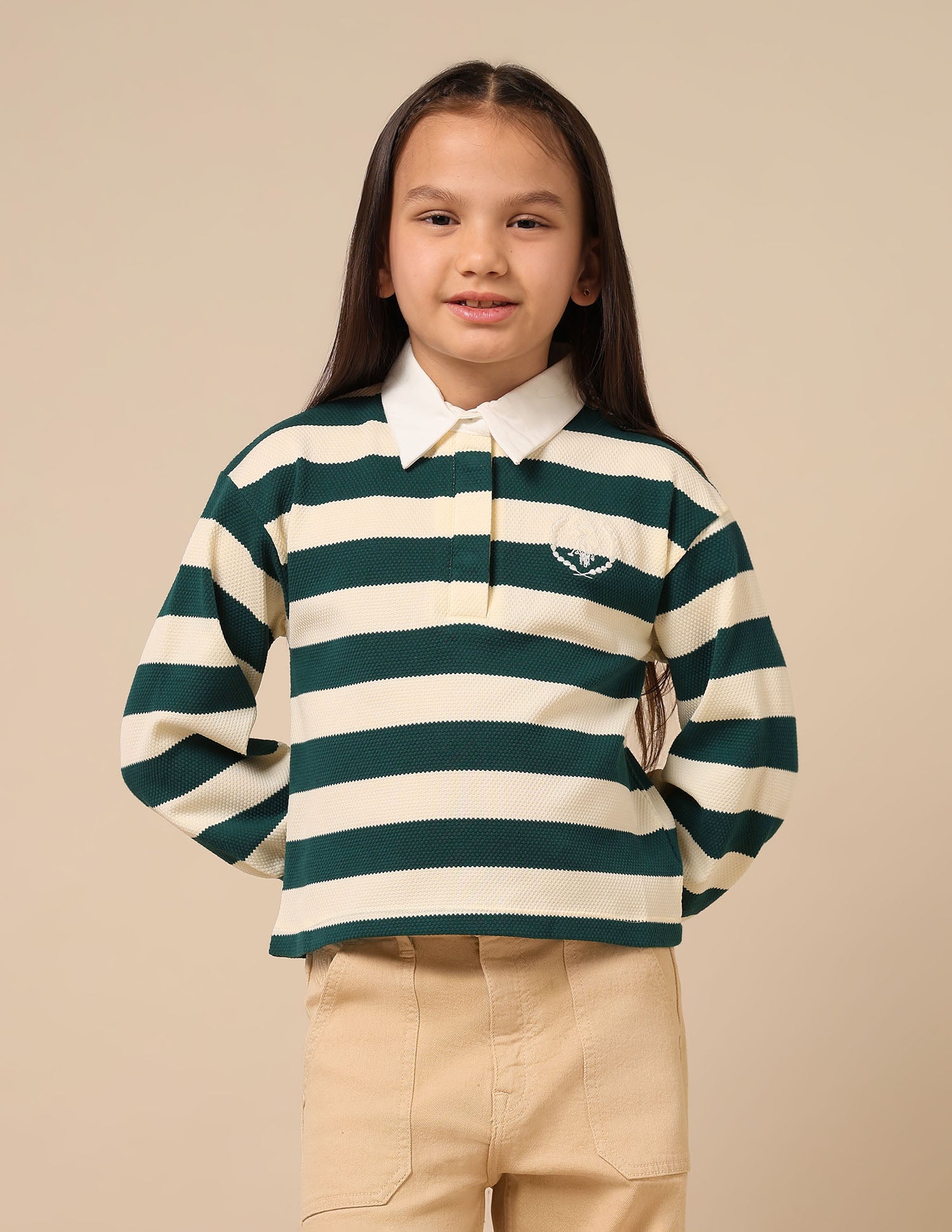 Girls Horizontal Striped Patterned Knit Top Green - U.S. POLO ASSN. | Large